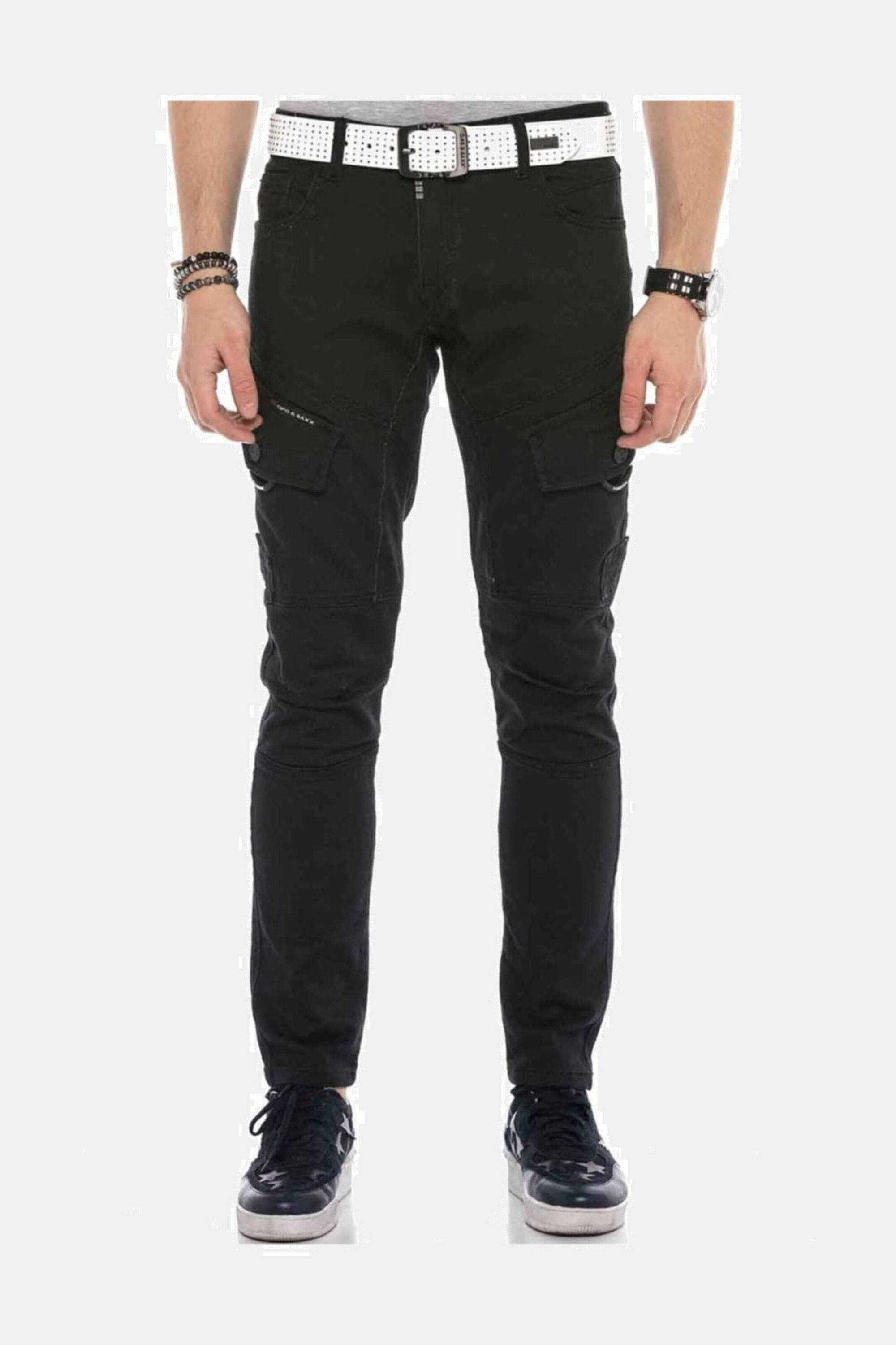 Cipo & Baxx Cargojeans Jeans mit schrägen Cargotaschen, CD566