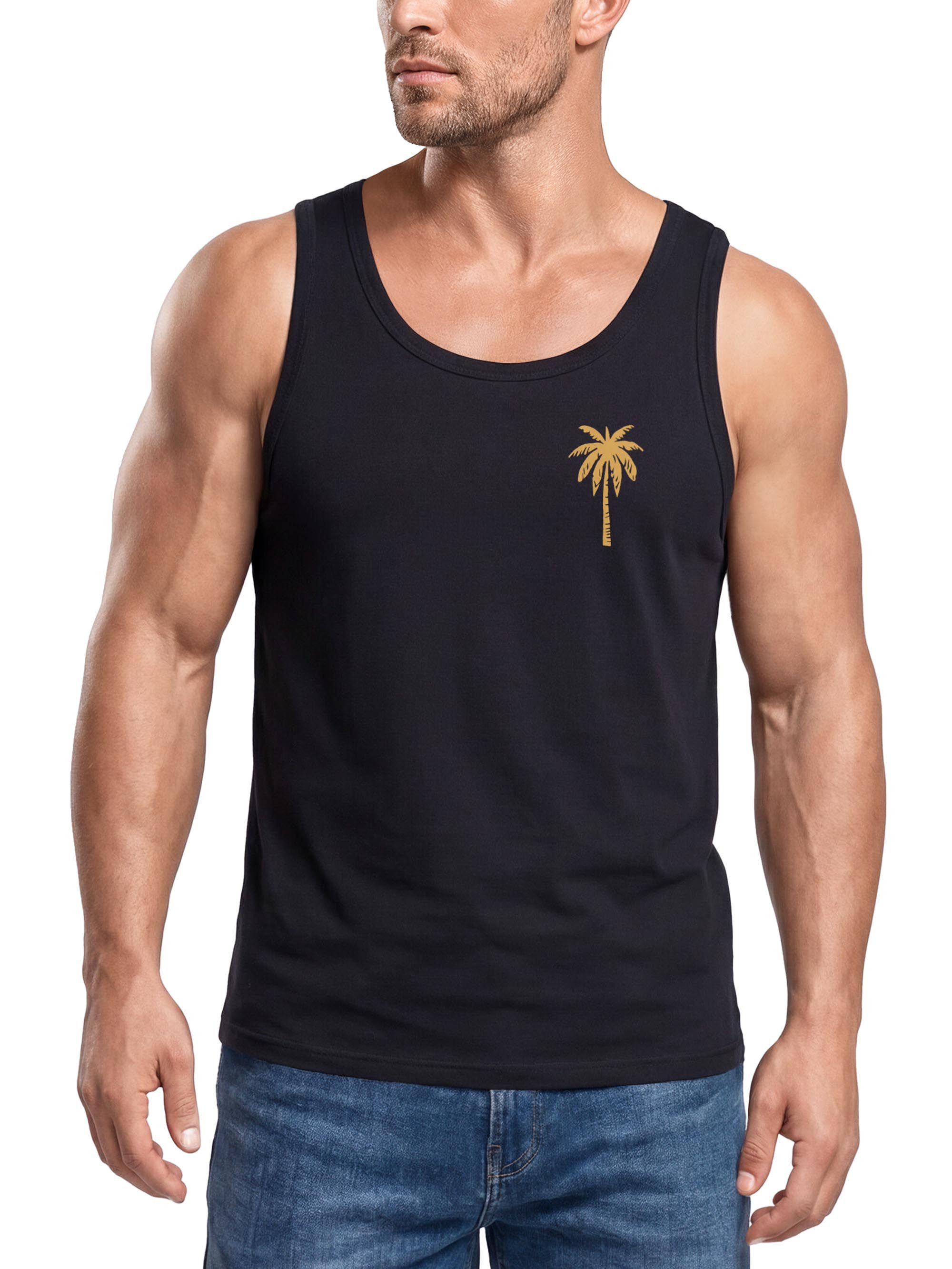 Neverless Tanktop Herren Tank-Top Sommer Shirt mit Brustlogo Palme Aufdruck Fashion mit Print