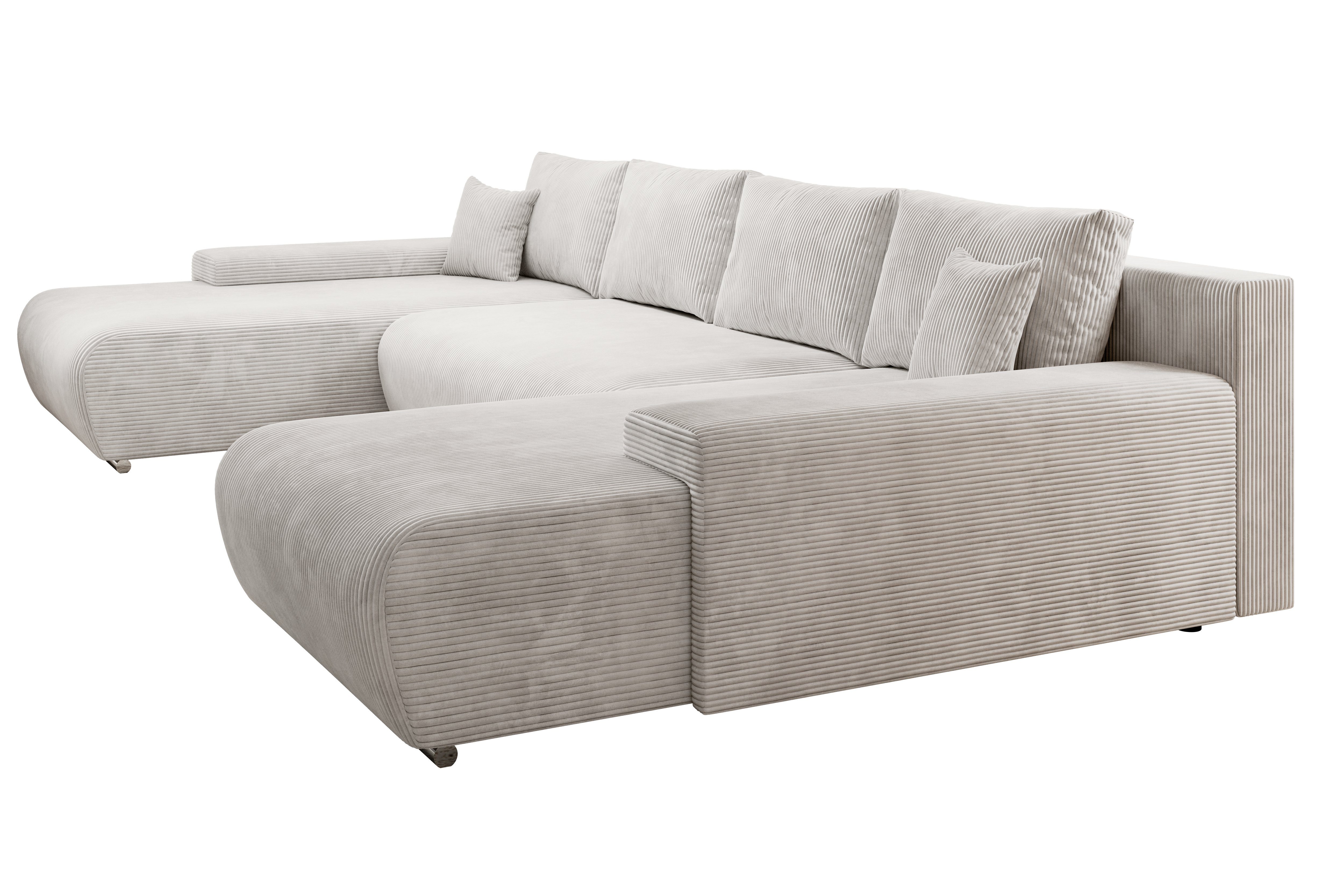 Credo Möbel U-Form mit und U-Form, beige Couch Bettkasten, Ecksofa Ecksofa PROMETO Schlaffunktion