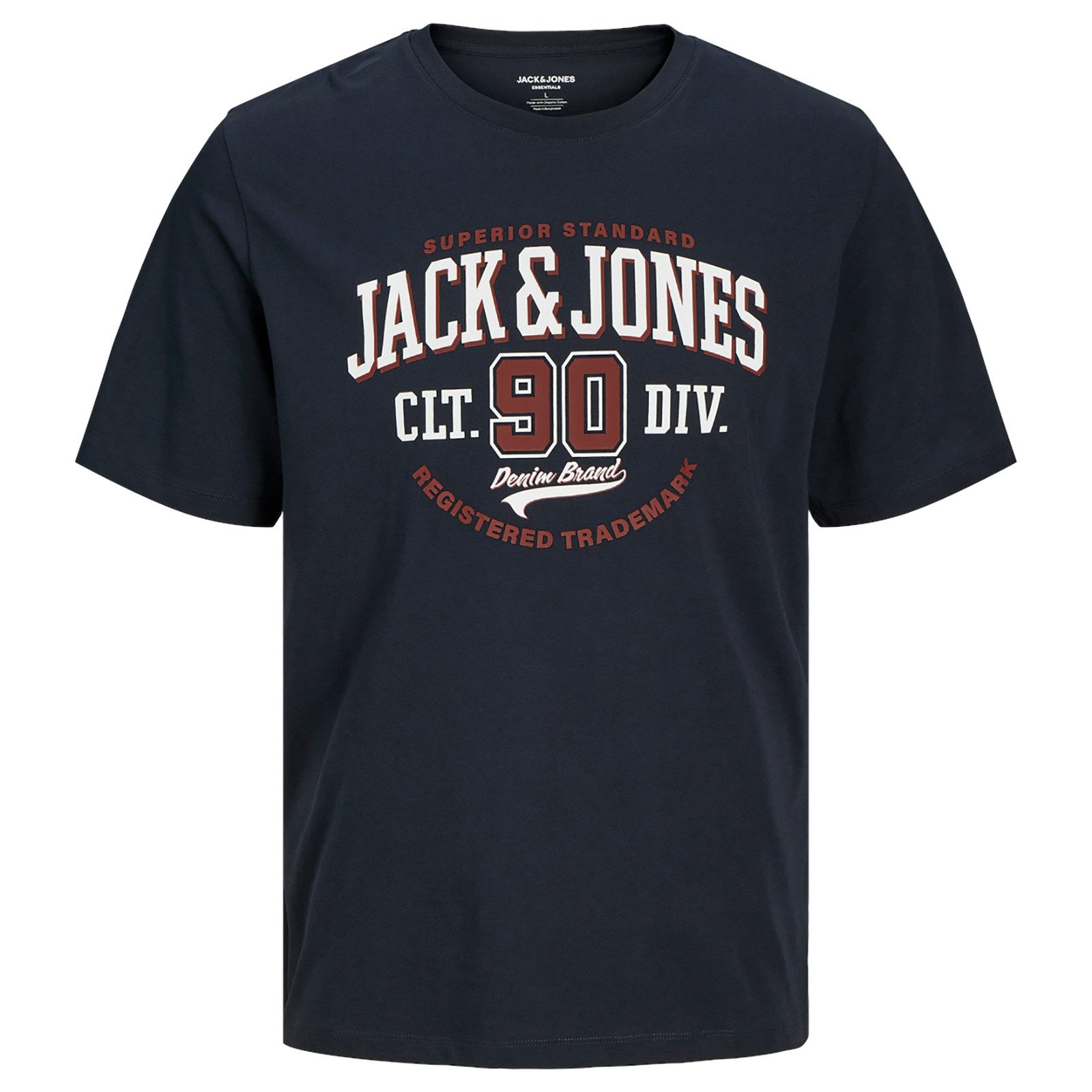 Rundhalsshirt Jack&Jones Übergröße T-Shirt navy Logoprint JJELOGO