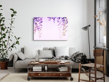 Sinus Art Leinwandbild 120x80cm Wandbild auf Leinwand Violette Blumen Blüten Fotokunst Natur, (1 St)