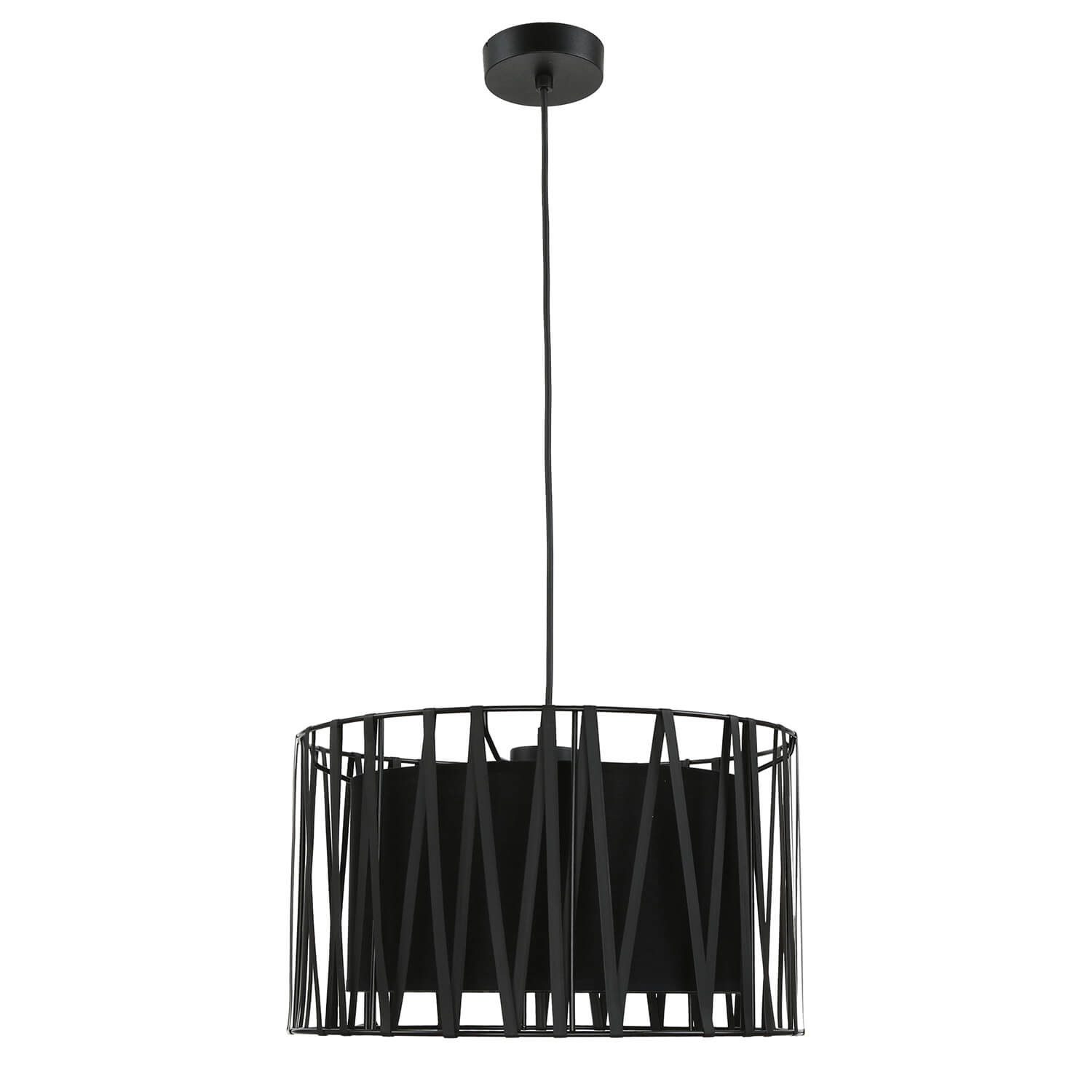 Licht-Erlebnisse Pendelleuchte MINA, ohne Leuchtmittel, Hängelampe Metall Stoff Schwarz E27 blendarm Esszimmer