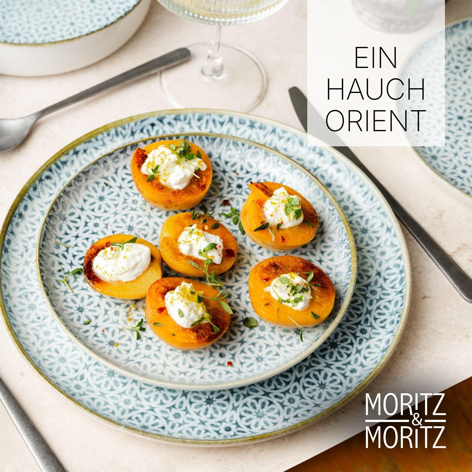 Moritz & Moritz Kombiservice ALHAMBRA Geschirrset Blau (18-tlg), 6 Personen, Porzellan, Spülmaschinengeeignet & Mikrowellensicher – Bild 3 von 3