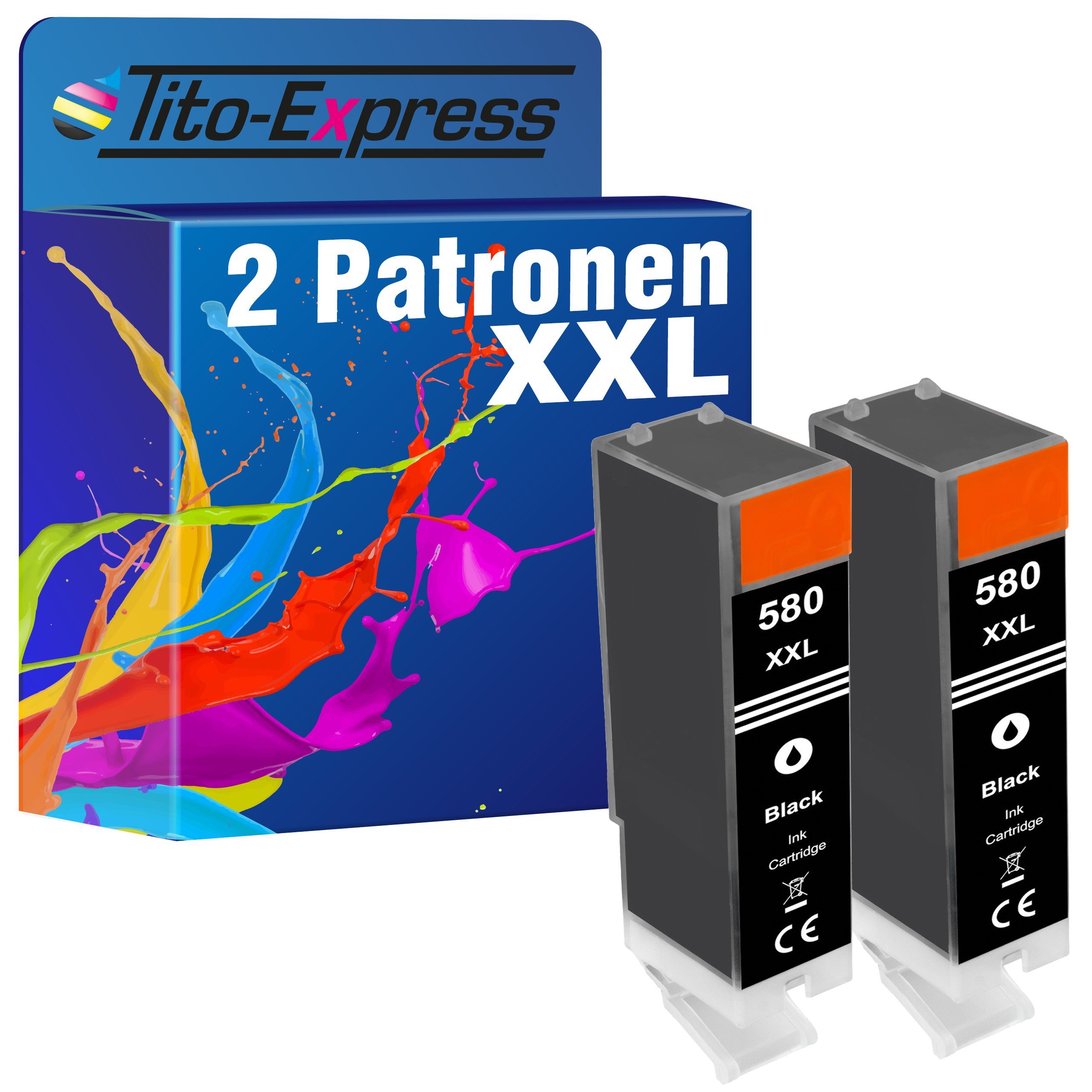 Tito-Express 2er Set ersetzt Canon PGI-580 PGI580 CLI-581 CLI581 XXL Black Tintenpatrone (für Pixma TR8550 TS6350 TR8550 TS705 TS6150 TS6250 TR8500 TS8350)