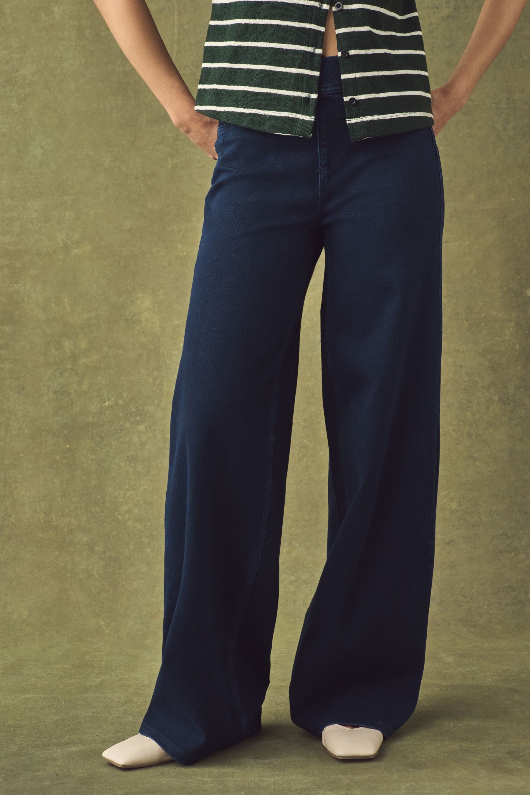 Next Jeansleggings Denim-Leggings mit weitem Bein, Kurzgröße (1-tlg)