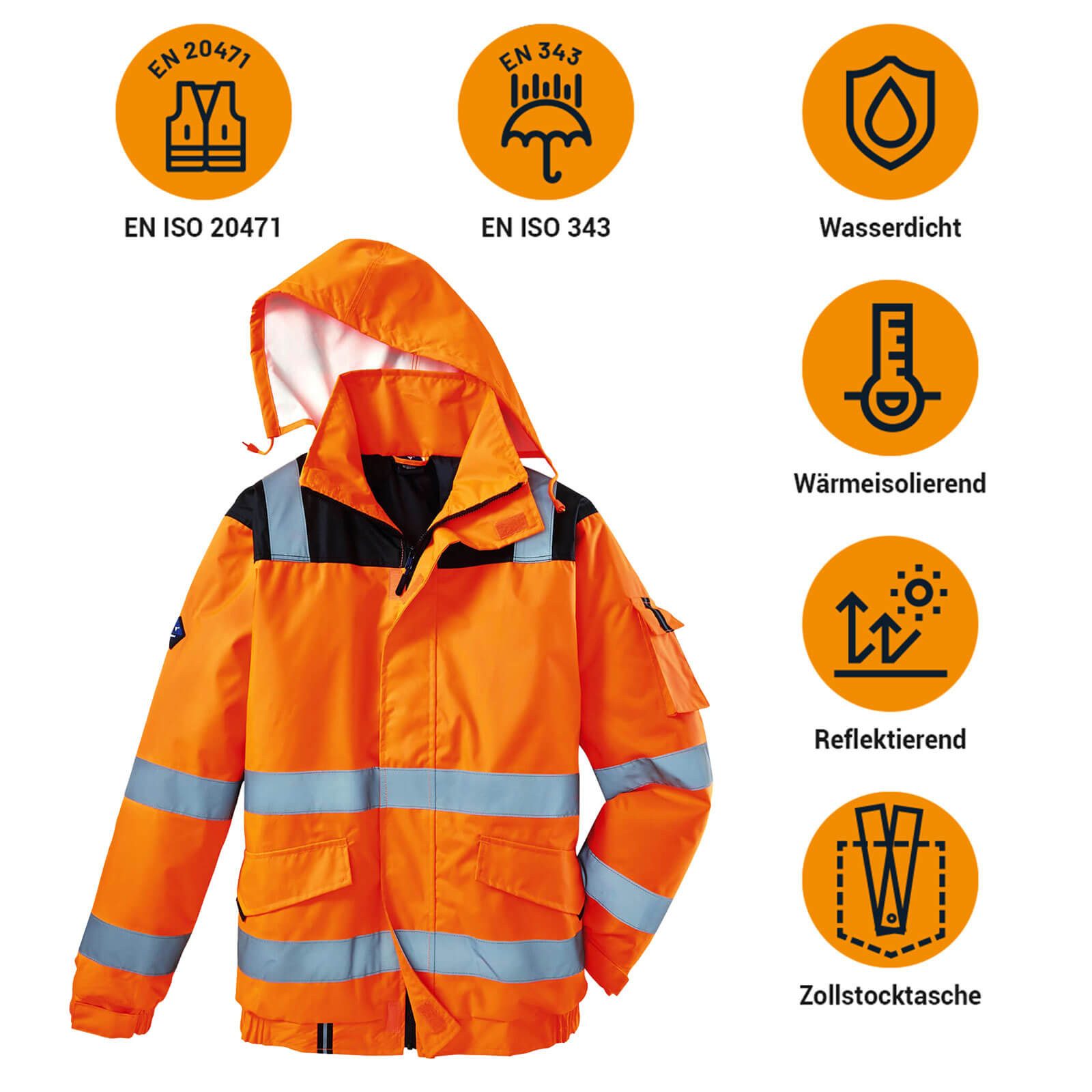 Terrax Workwear Arbeitsjacke 61158 Herren Warnschutzjacke Pilotenjacke wattiert mit Reflexstreifen