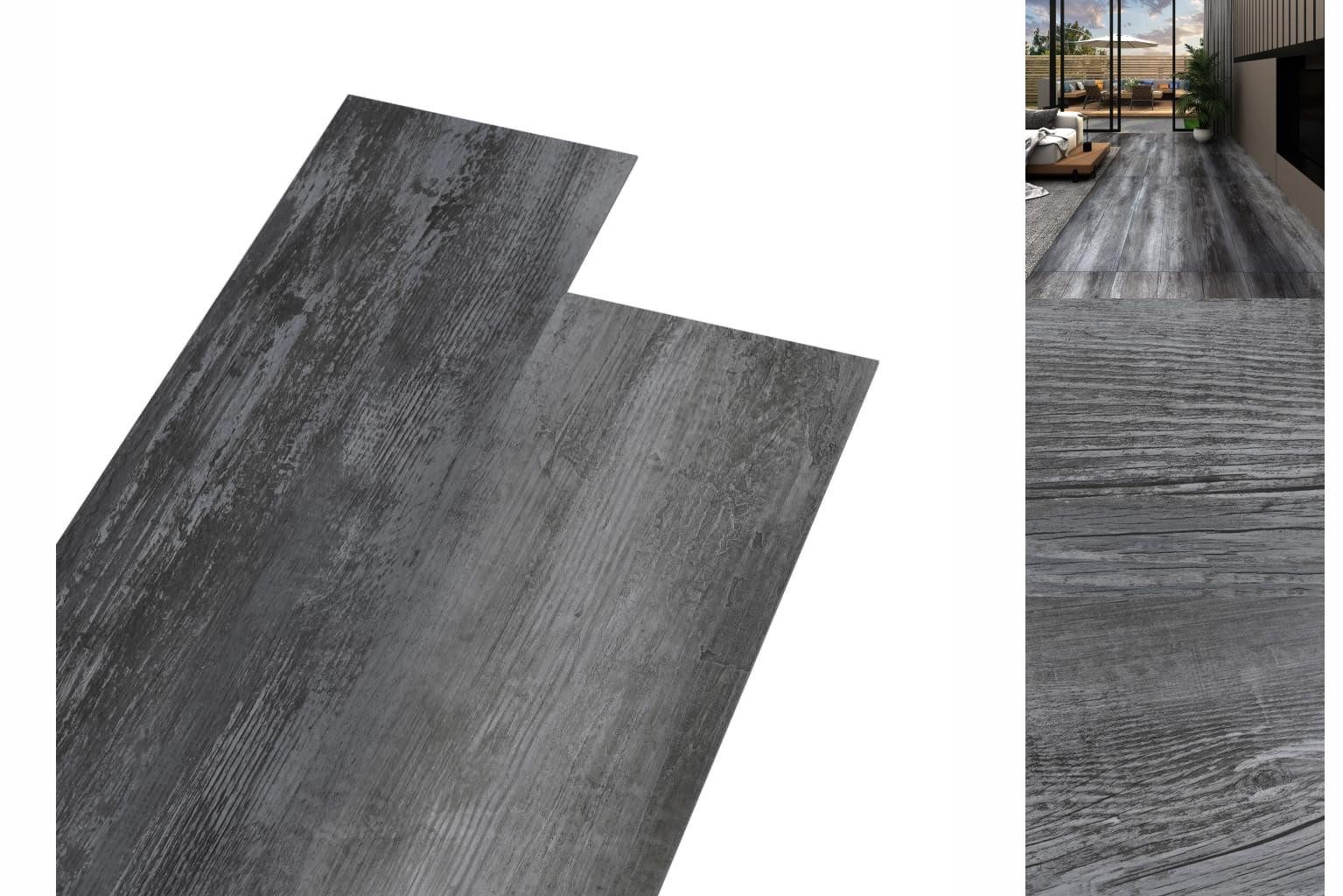 vidaXL Ламинат PVC Ламинат Dielen Selbstklebend 5,21 m² 2 mm Glänzendes Grau Vinylbod