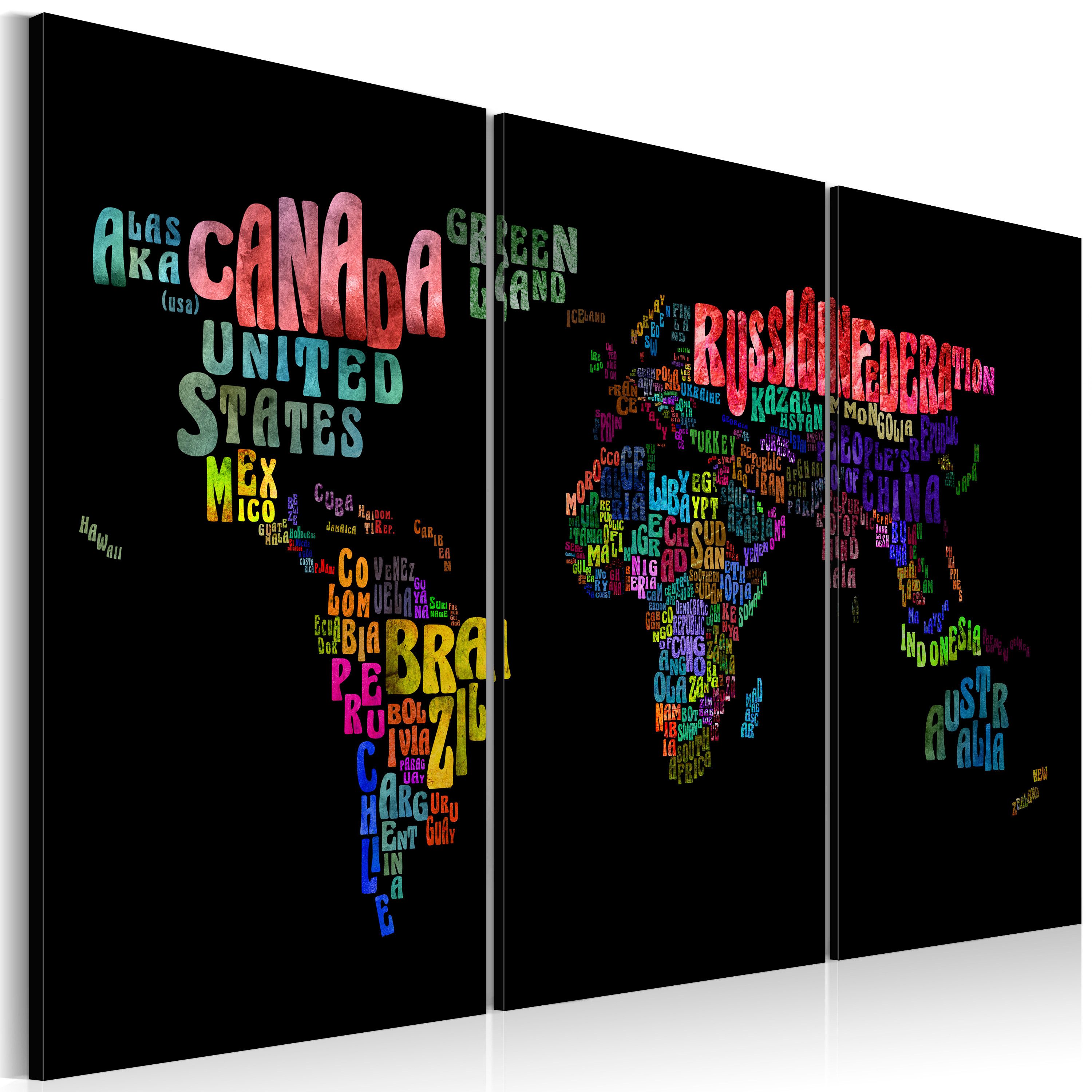 Artgeist Wandbild Ländernamen - Triptychon