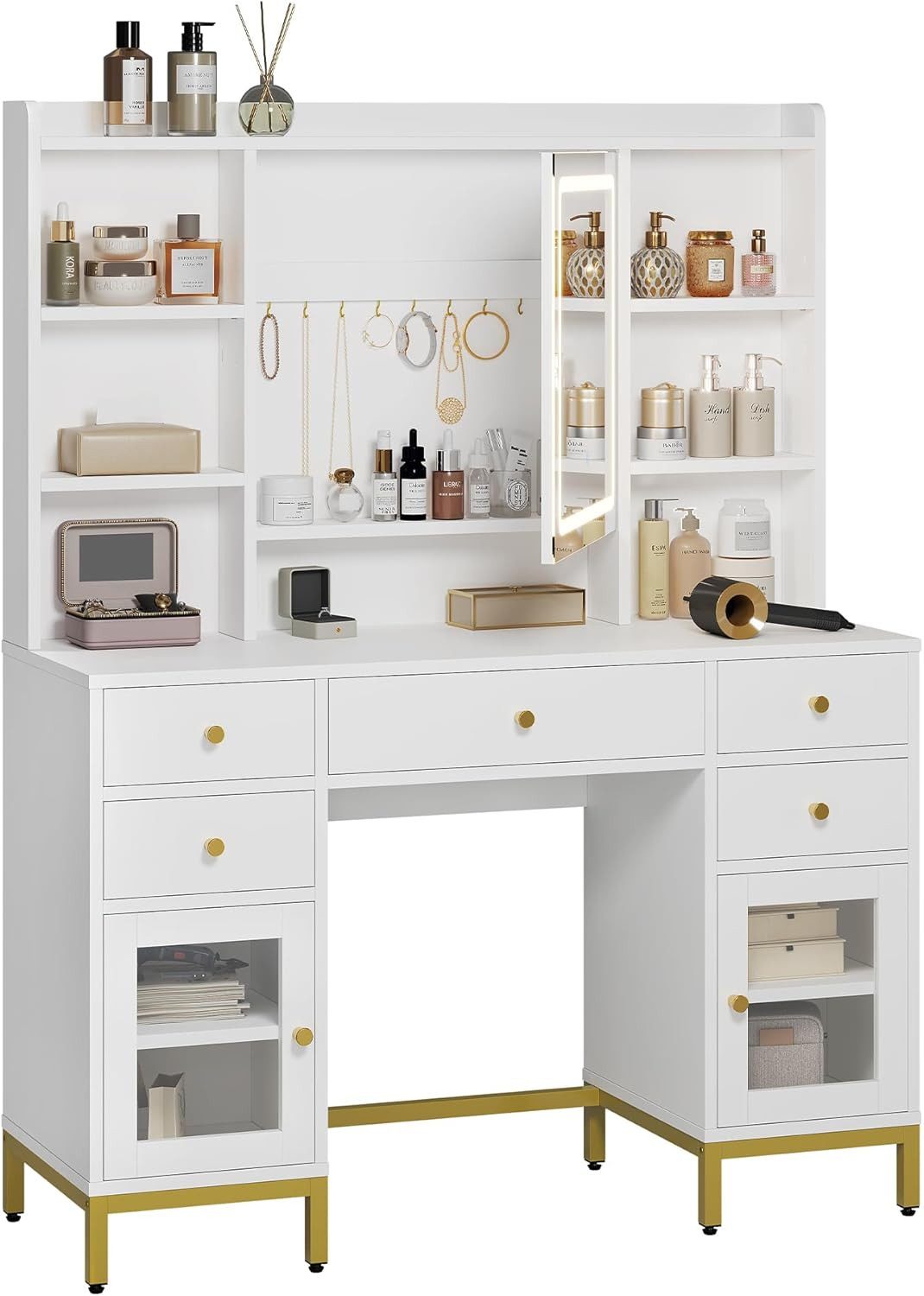 MSMASK Schminktisch mit Beleuchtung 3 Farben, Einstellbare Helligkeit, mit günstig online kaufen