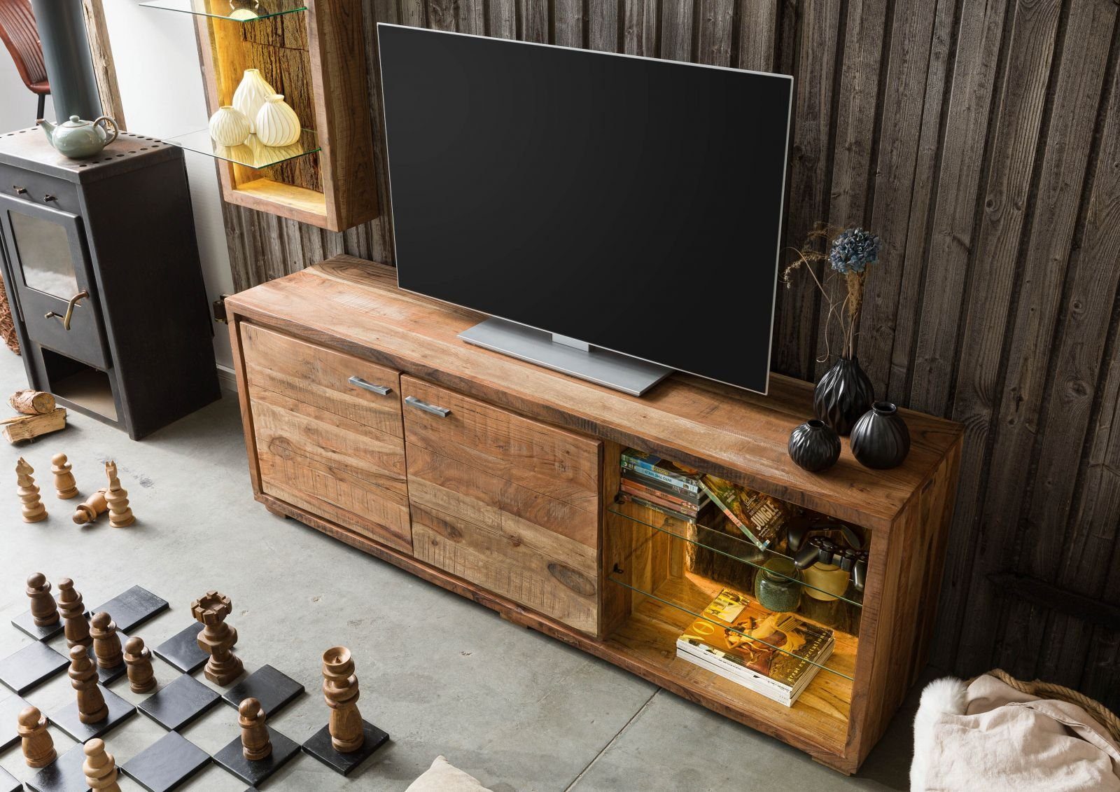 Massivmoebel24 TV-Board (TV-Board Akazie 175x40x63 natur günstig online kaufen