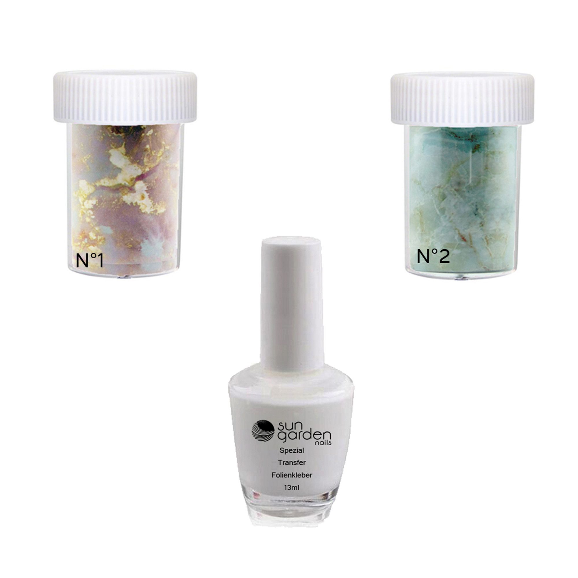 Nageldesign Zubehör Nailart Set Nagelfolie MARBLE SET 1 - 2 x Nail Folien + Spezial Kleber