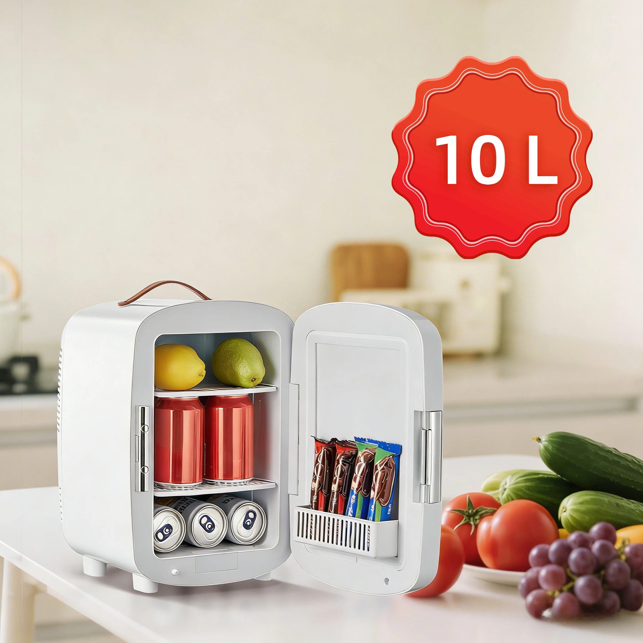 FOHERE Kühlbox 10L Mini Kühlschrank Kühl,tragbar AC DC 220-240V/12V