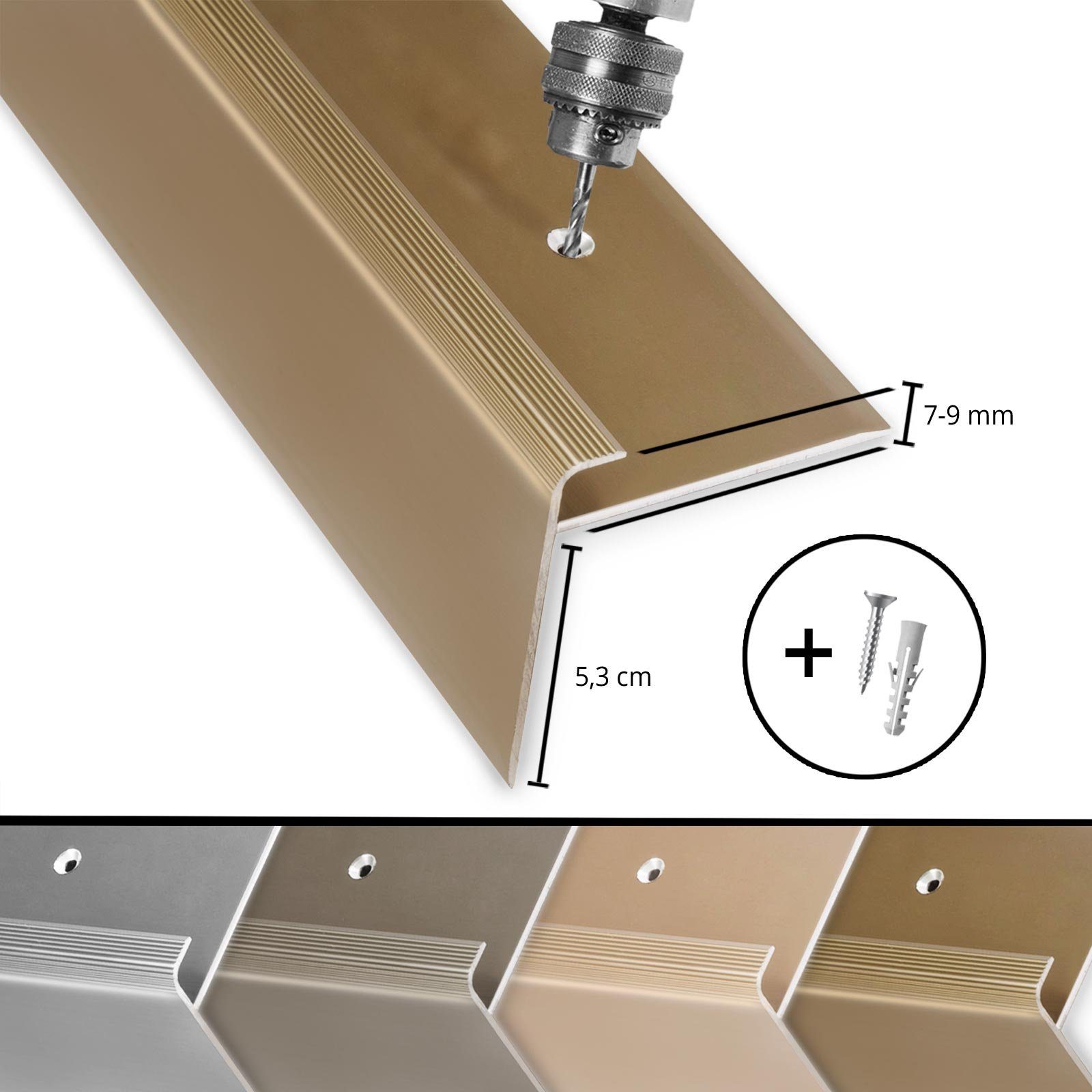 Floordirekt Treppenkantenprofil Safety, verschiedene Farben, F-Form – Bild 5 von 5