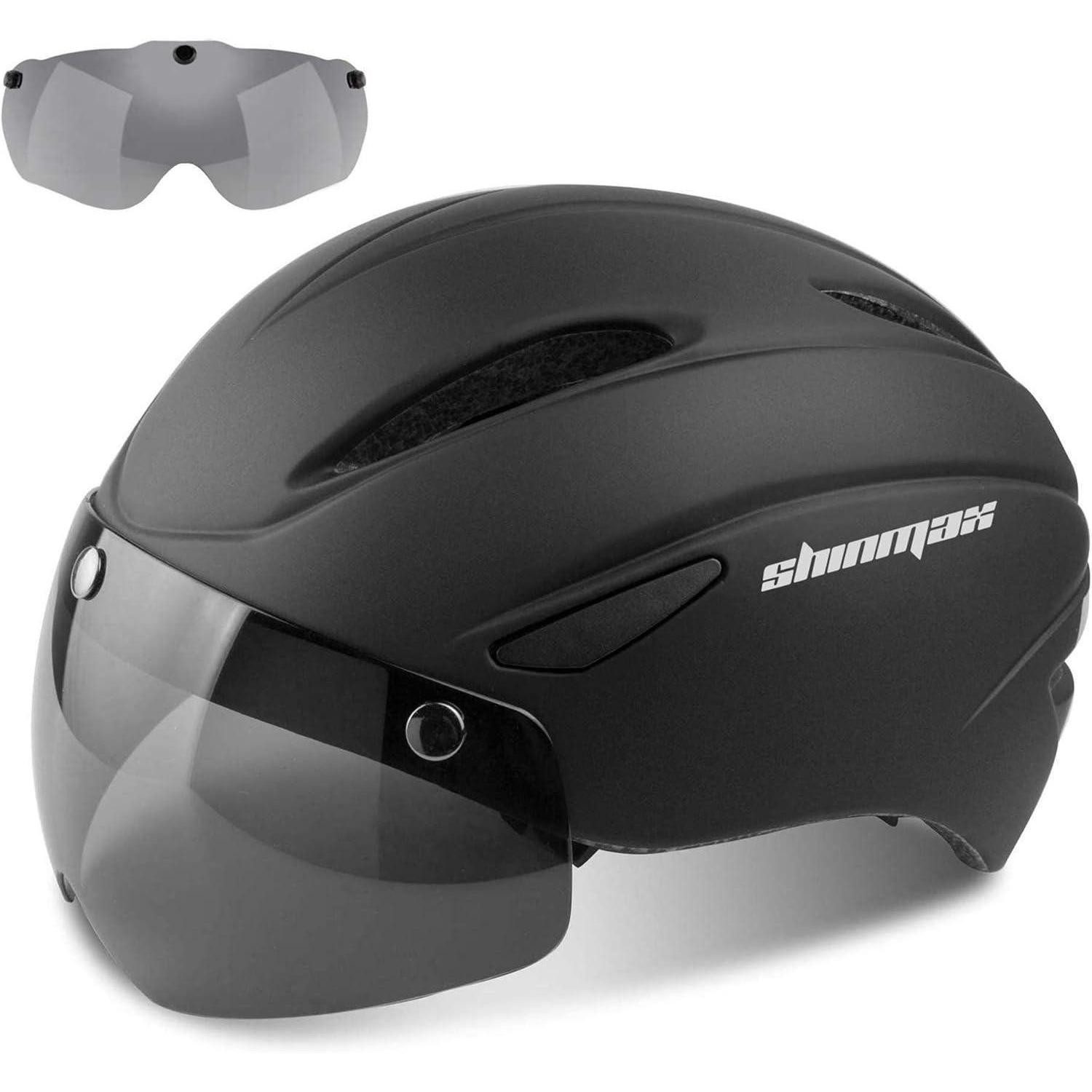 LuxusKollektion Fahrradhelm Fahrradhelm Herren Damen mit Visier Schutzbrille abnehmbar Schwarz