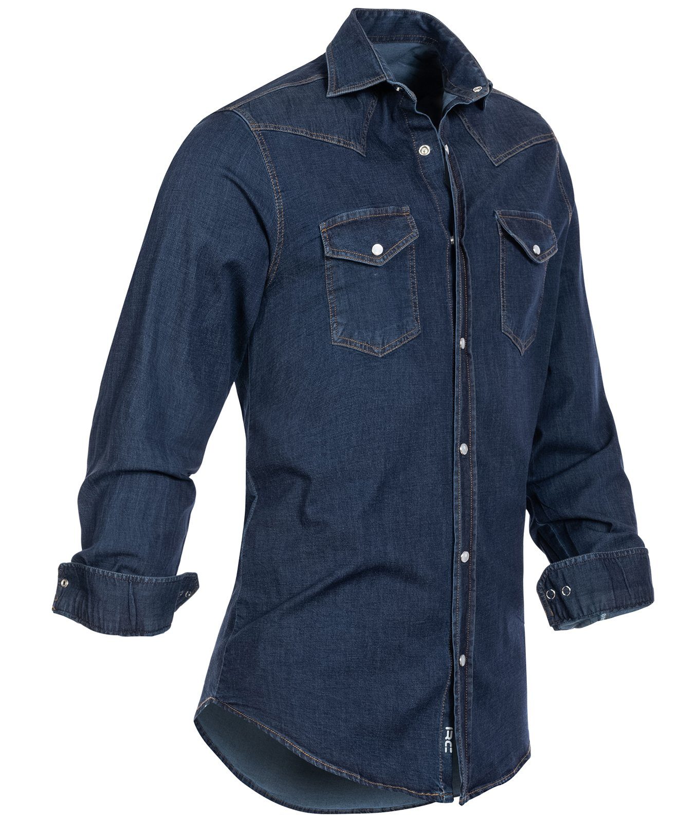 Rock Creek Jeanshemd Herren Jeanshemd Dunkelblau H-200A