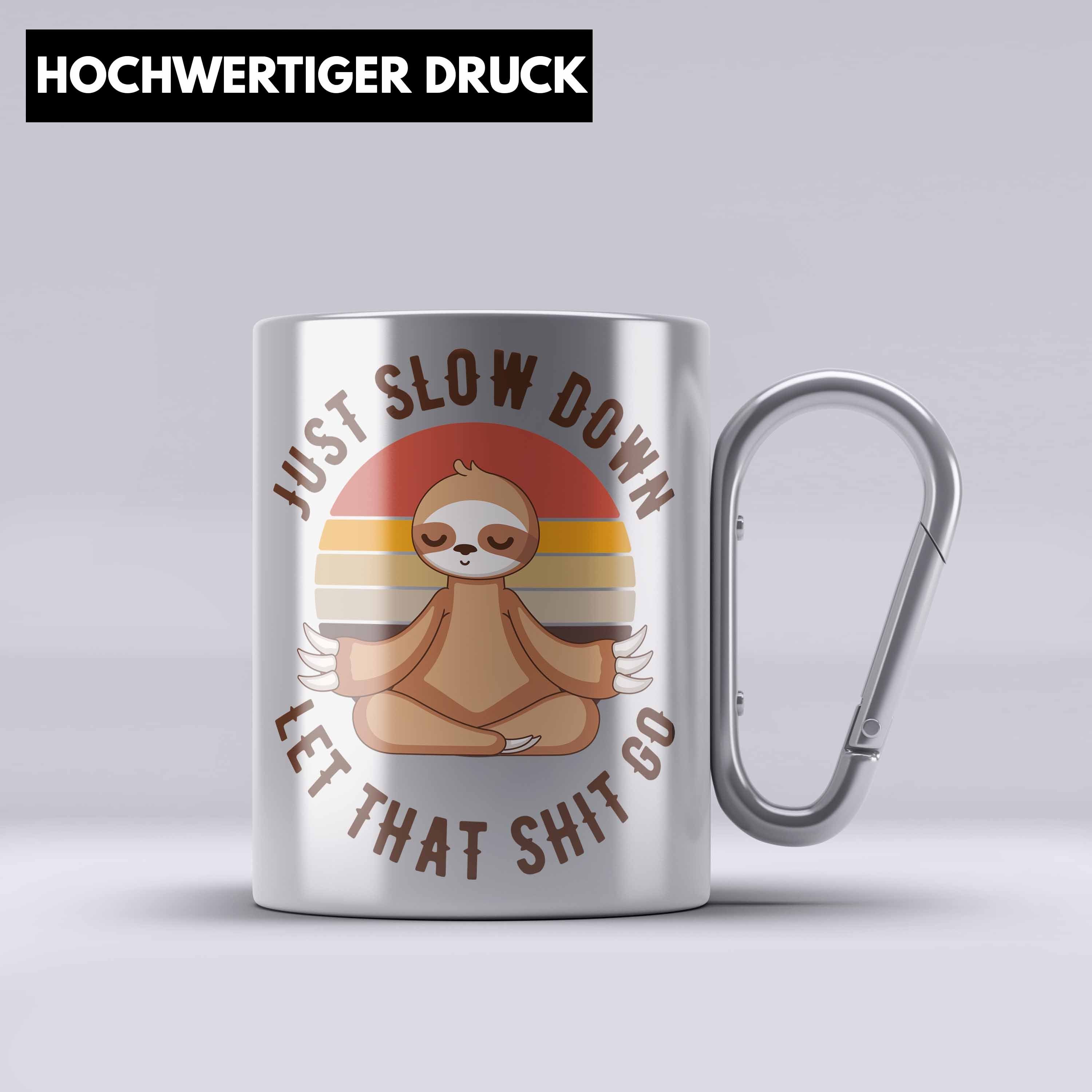 Trendation Thermotasse Lustiger Spruch Yoga Geschenke Geschenkidee Faultier Lustige Sprüche E