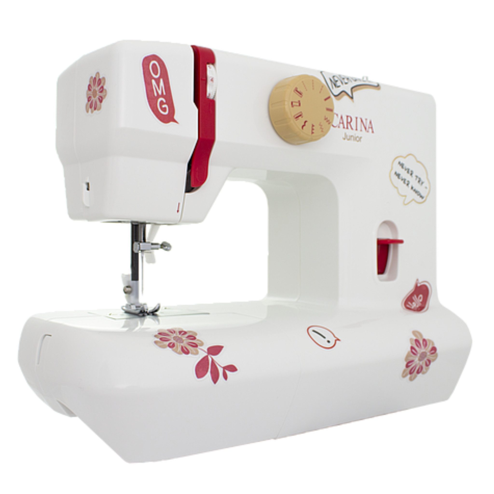 Carina Nähmaschine JUNIOR, Kinder Nähmaschine, 9 Programme, Fadenabschneider, umfangreiches Zubehör