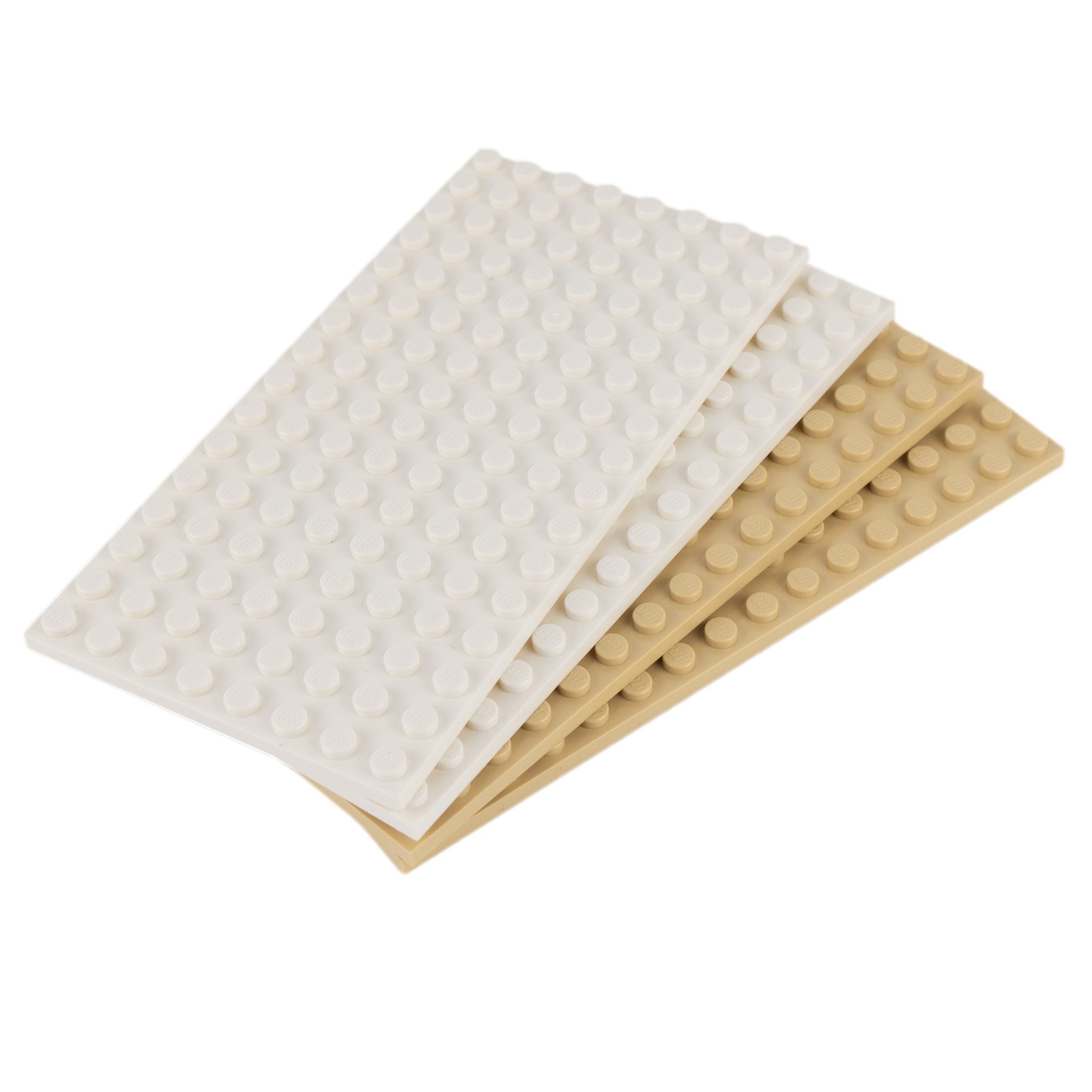 LEGO® 8x16 Platten Bauplatten 2x Beige und 2x Weiss Teile 4 Stück Spielbausteine