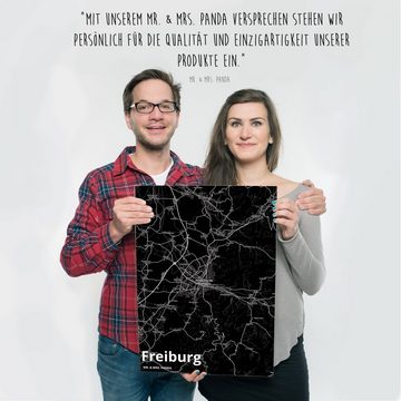 Mr. & Mrs. Panda Poster DIN A2 Freiburg - Geschenk, Stadt, Dorf, Kinderposter, Wanddeko Bild, Stadt Black (1 St)