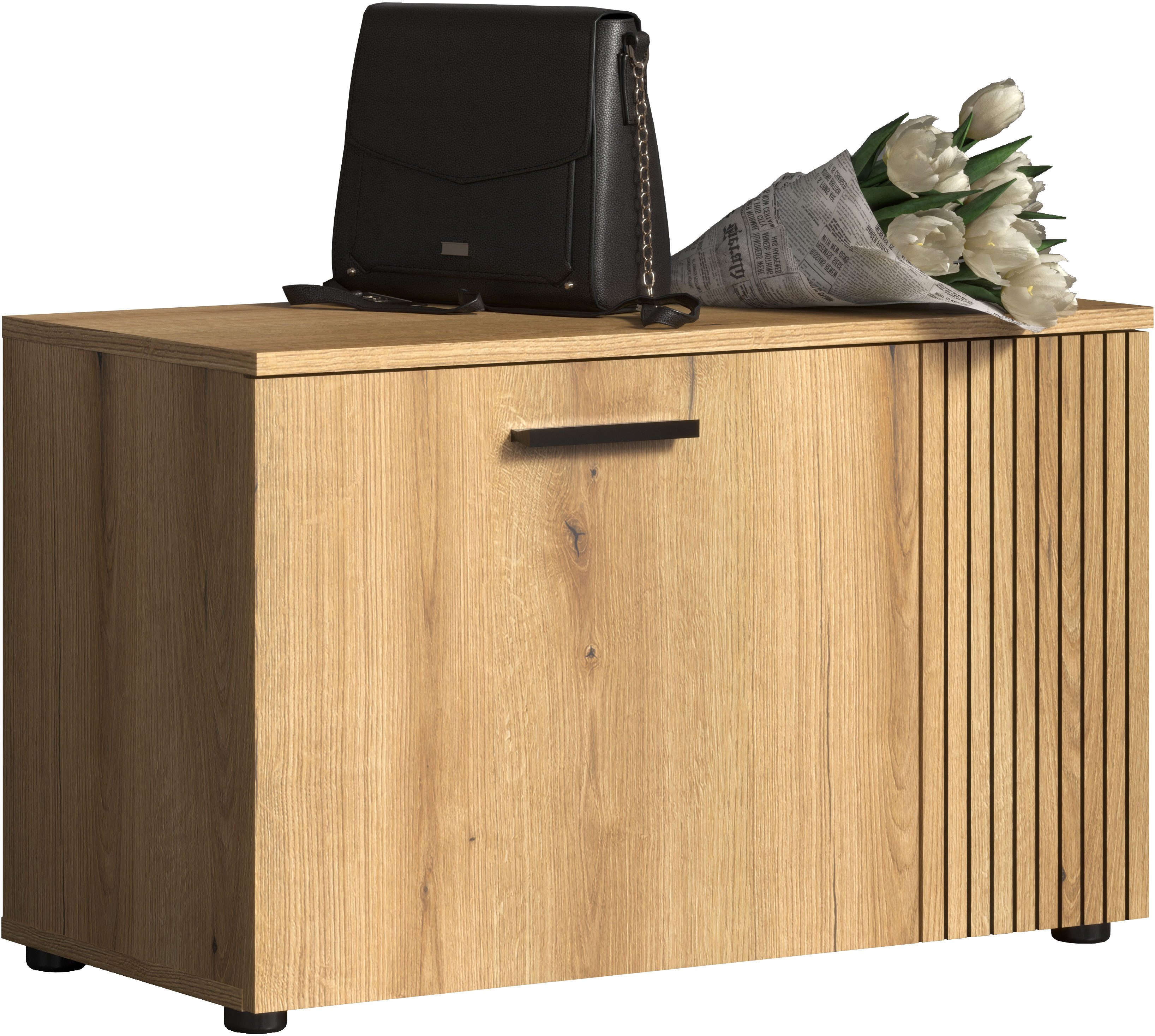 Home affaire Sitzbank Amrum (1-St), Schuhbank mit 2 Türen & 2 Einlegeböden - (B/T/H) 80/36/49 cm