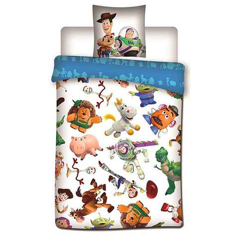 Kinderbettwäsche Woody & Freunde, Disney Pixar Toy Story, Mikrofaser, 2 teilig, Jungen Wendebettwäsche 135-140 x 200 cm