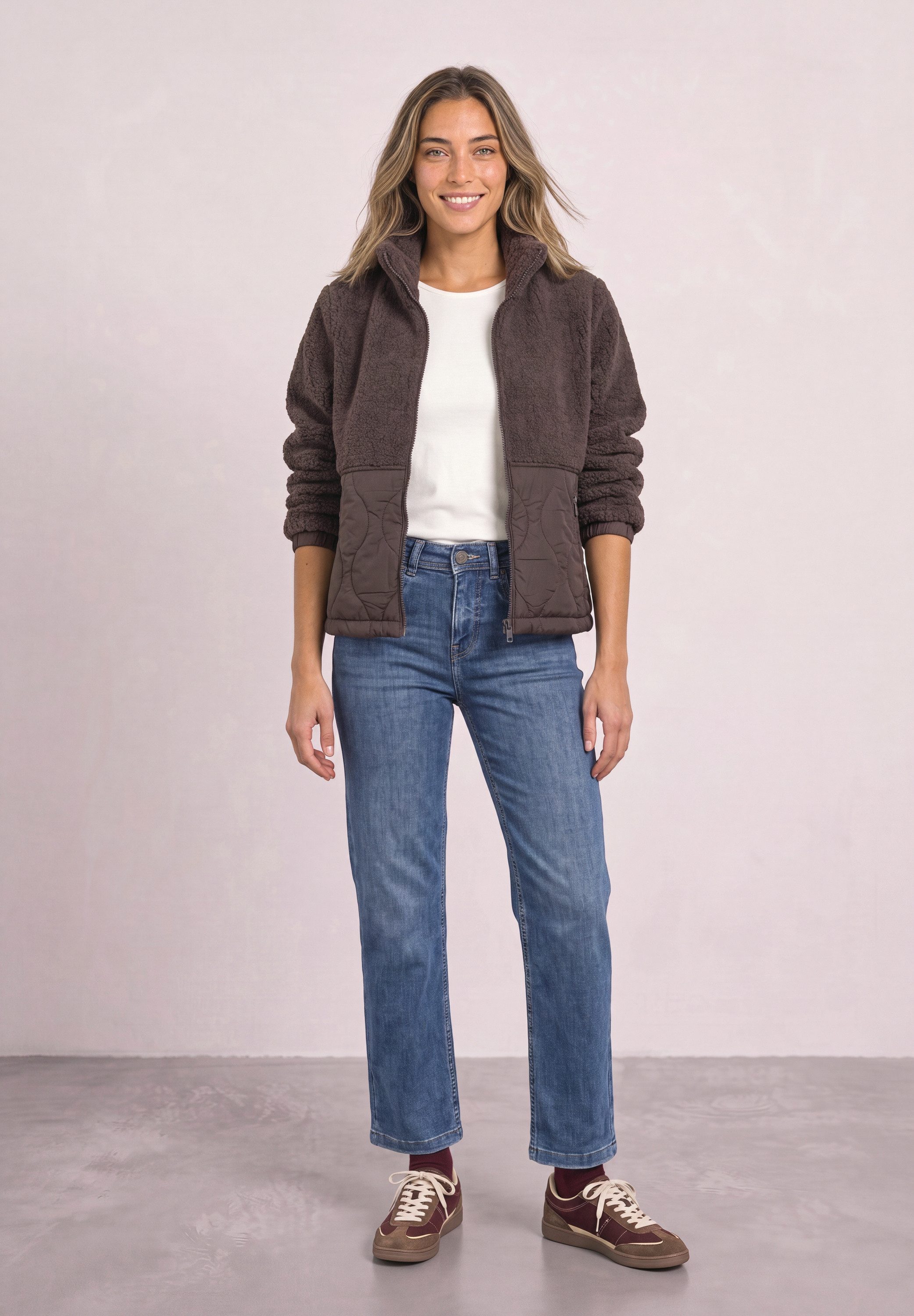 STREET ONE Fellimitatjacke mit Tunnelzugsaum