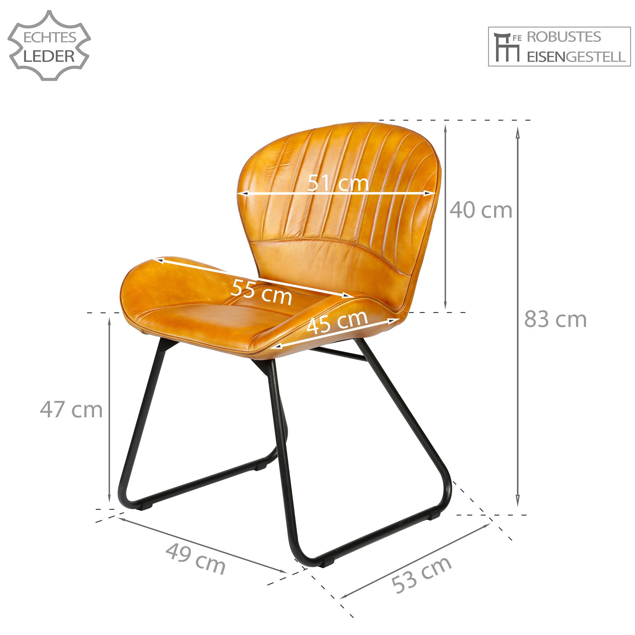Casa Moro Polsterstuhl Esszimmerstuhl Leder Cognac günstig online kaufen