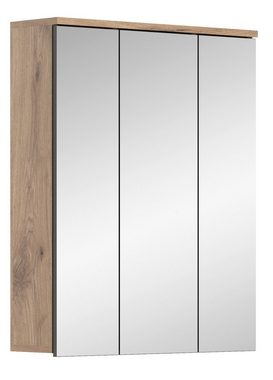 furnling Badezimmerspiegelschrank Moskau 60 x 77 x 18 cm, in Eiche mit Softclose-Funktion, Spiegelschrank Bad