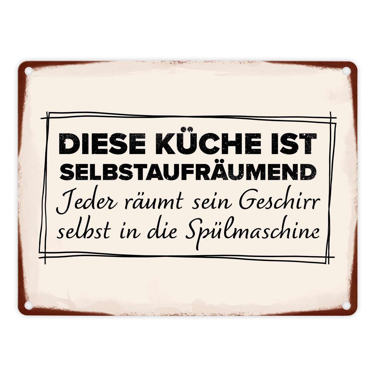 Metallschild Diese Küche ist selbstaufräumend Metallschild in 15x20 cm für den
