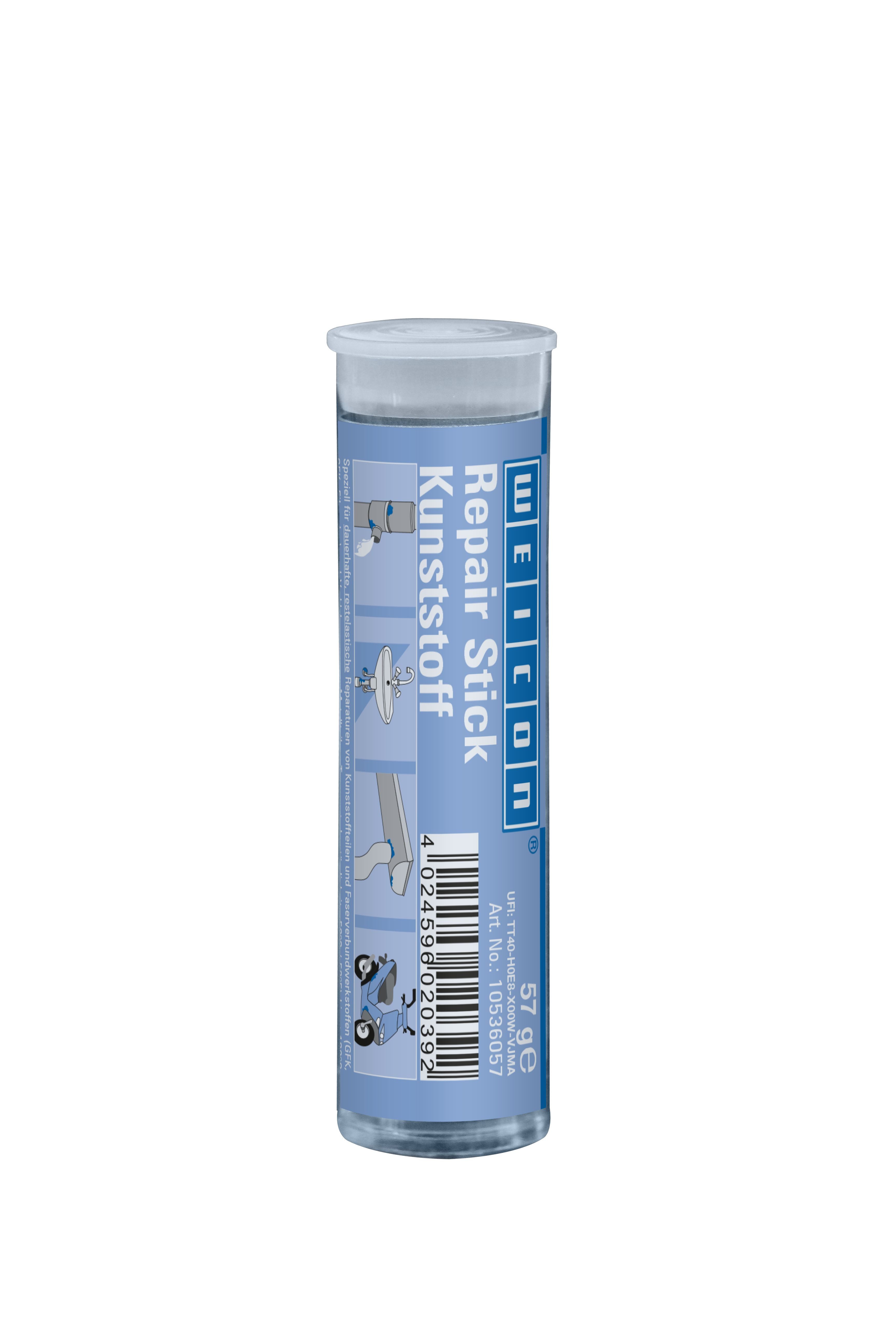 WEICON Reparaturmasse Repair Stick Kunststoff, mit Trinkwasserzulassung, weiß-blau, Epoxid, zum Kneten, kunststoffgefüllt, NSF-zertifiziert