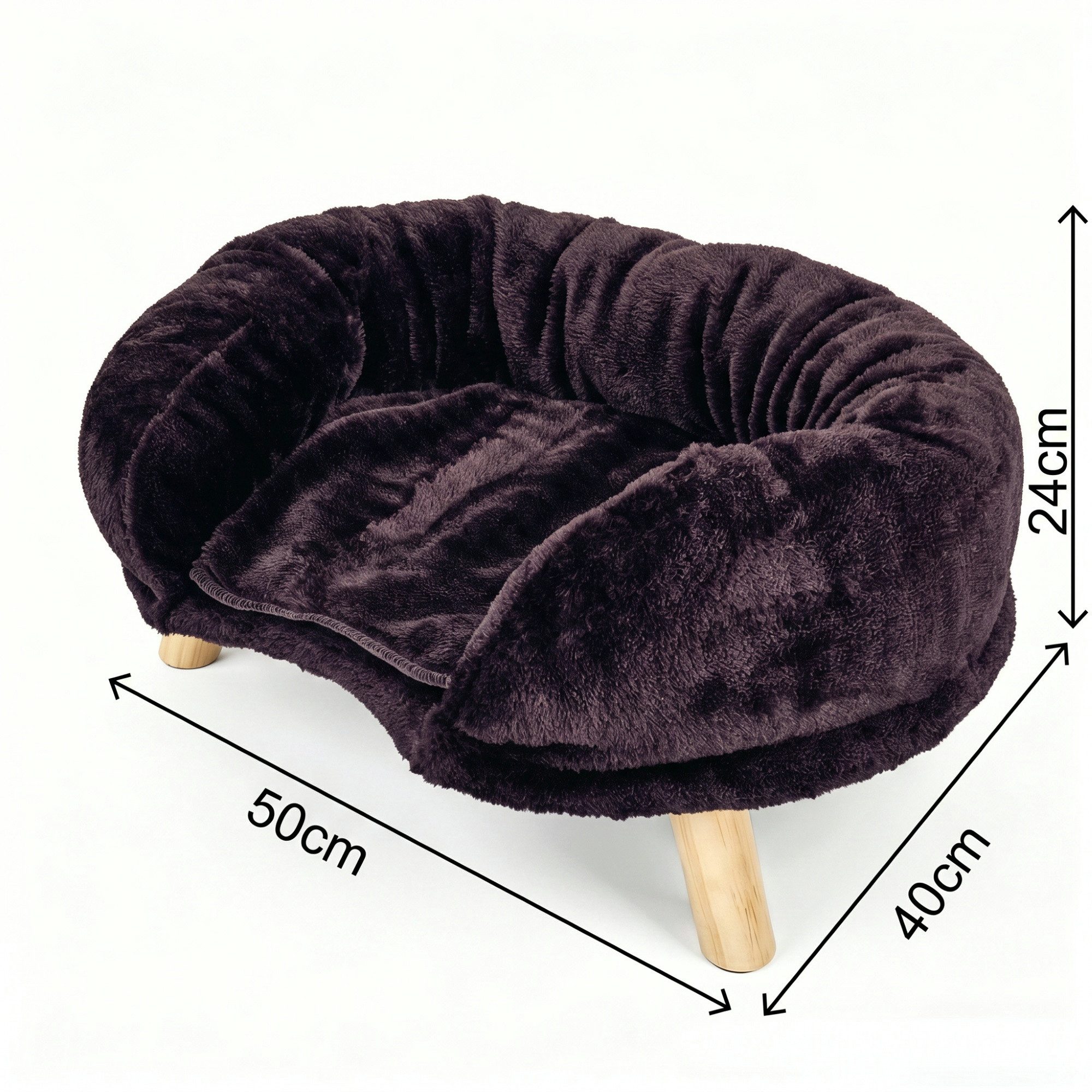 Blossom Tierbett Flauschiges Katzenbett Sofa rutschfest Katzenliege für Katzen, oval , Katzenkörbchen oval Katzenkorb kratzfest Haustierbett Katze 12–18 kg