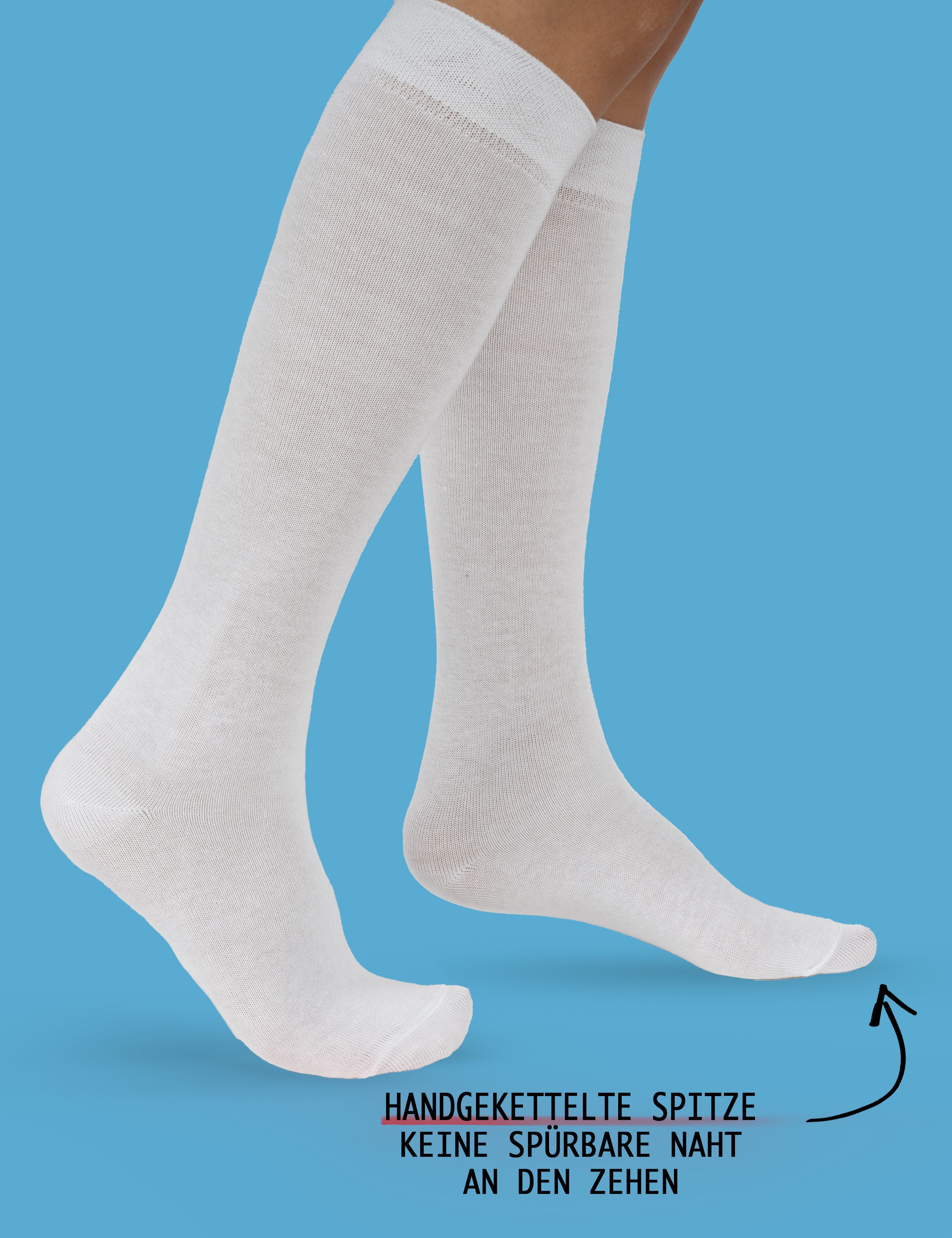 OCERA Kniestrümpfe 5 Paar für Damen & Herren (unisex) in verschiedenen Farben Weiß 43/46 (5-Paar)