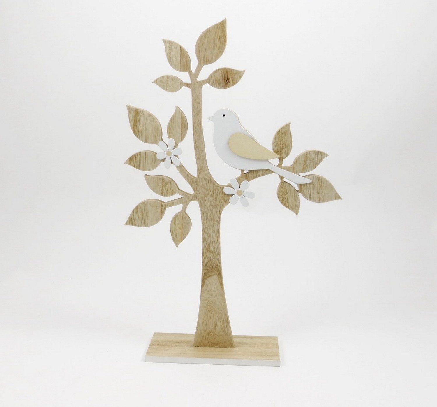 Deko AS Dekofigur Holzbäumchen mit Blüten und Vogel - 46,5 x 29,5cm - 66291