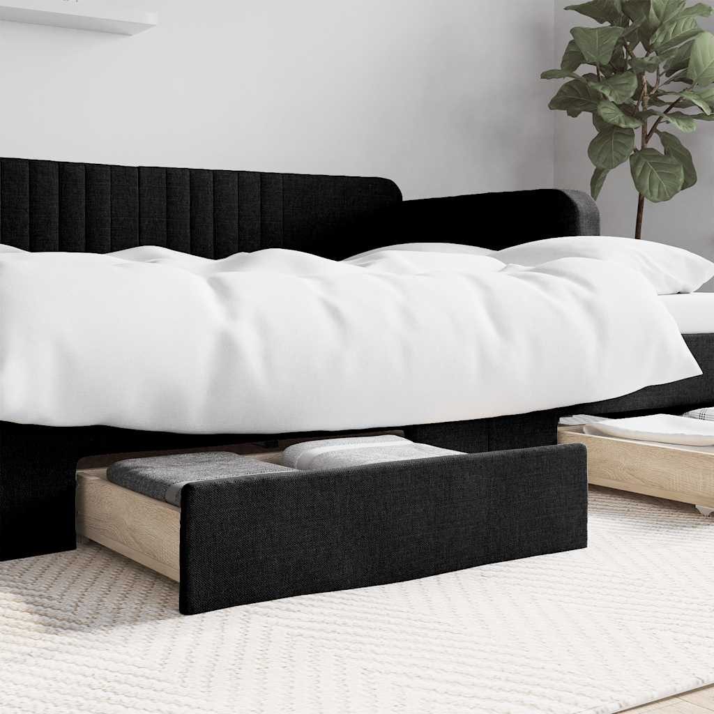 furnicato Bettschubkasten Bettschubladen aus Holzwerkstoff und Stoff 67x50x16 cm Schwarz (1 St), Stauraum-Box mit Rollen, atmungsaktiv und für das Schlafzimmer