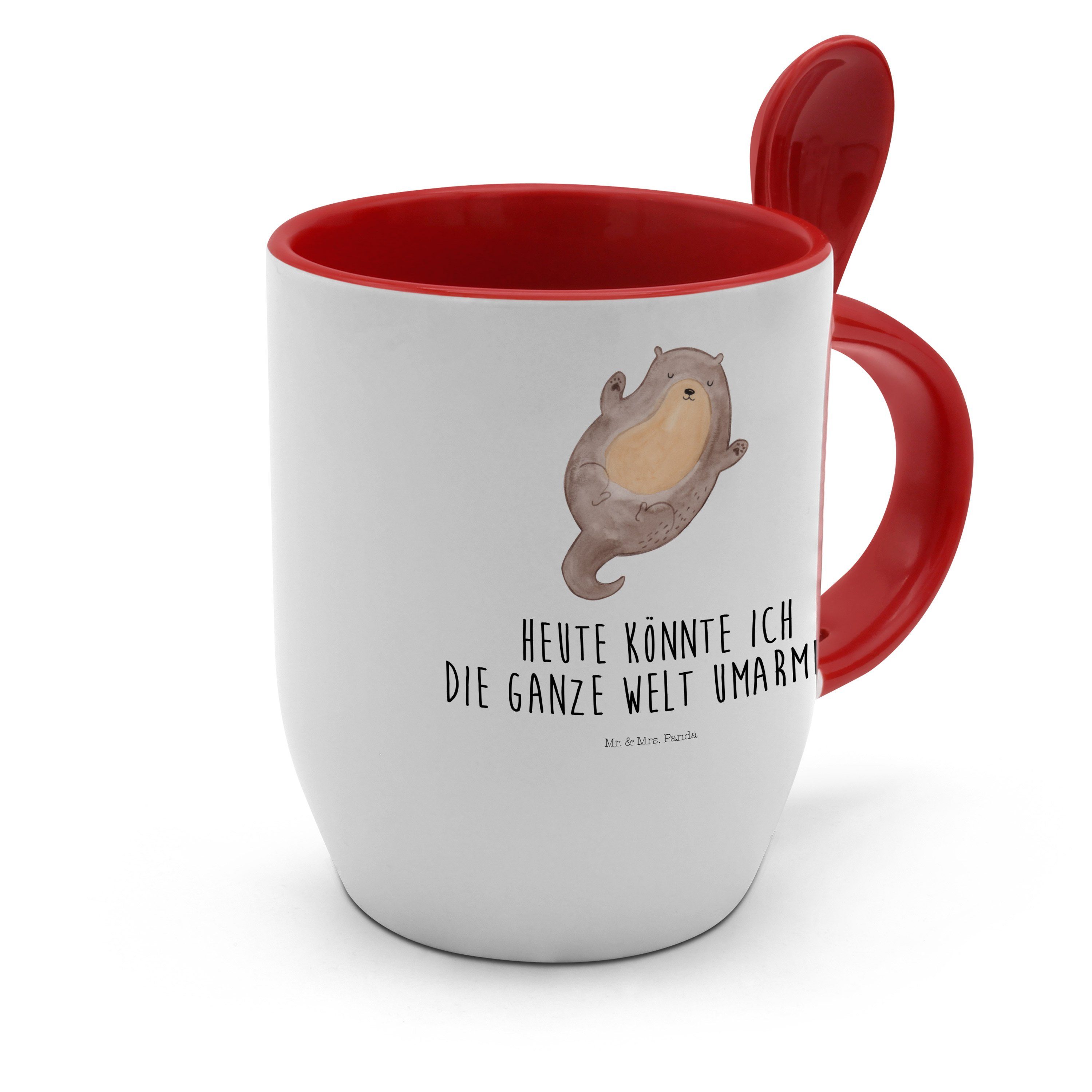 Otter Umarmen Weiß Kaffeebecher, Tasse & Mrs. Tasse, Panda Geschenk, glüc, Mr. Seeotter, Keramik - -