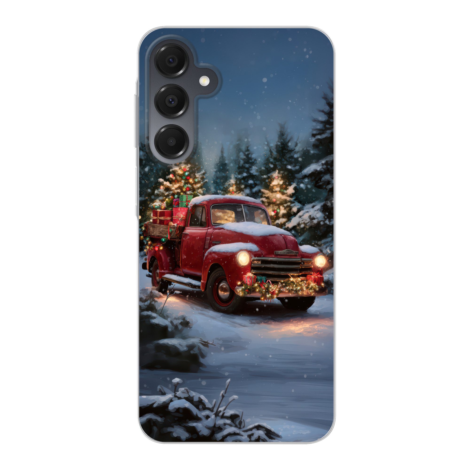 MuchoWow Handyhülle für Samsung Galaxy A16 Weihnachts-LKW - Schneewald - Rot, Handy Case, Silikon, Bumper Case Dünn