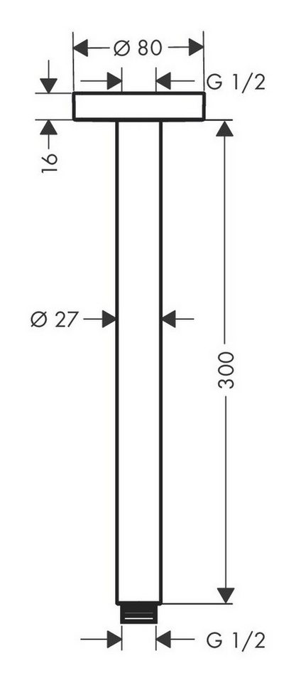 Thumbnail - hansgrohe Deckenanschlussrohr, Deckenanschluss S 300 mm - Chrom
