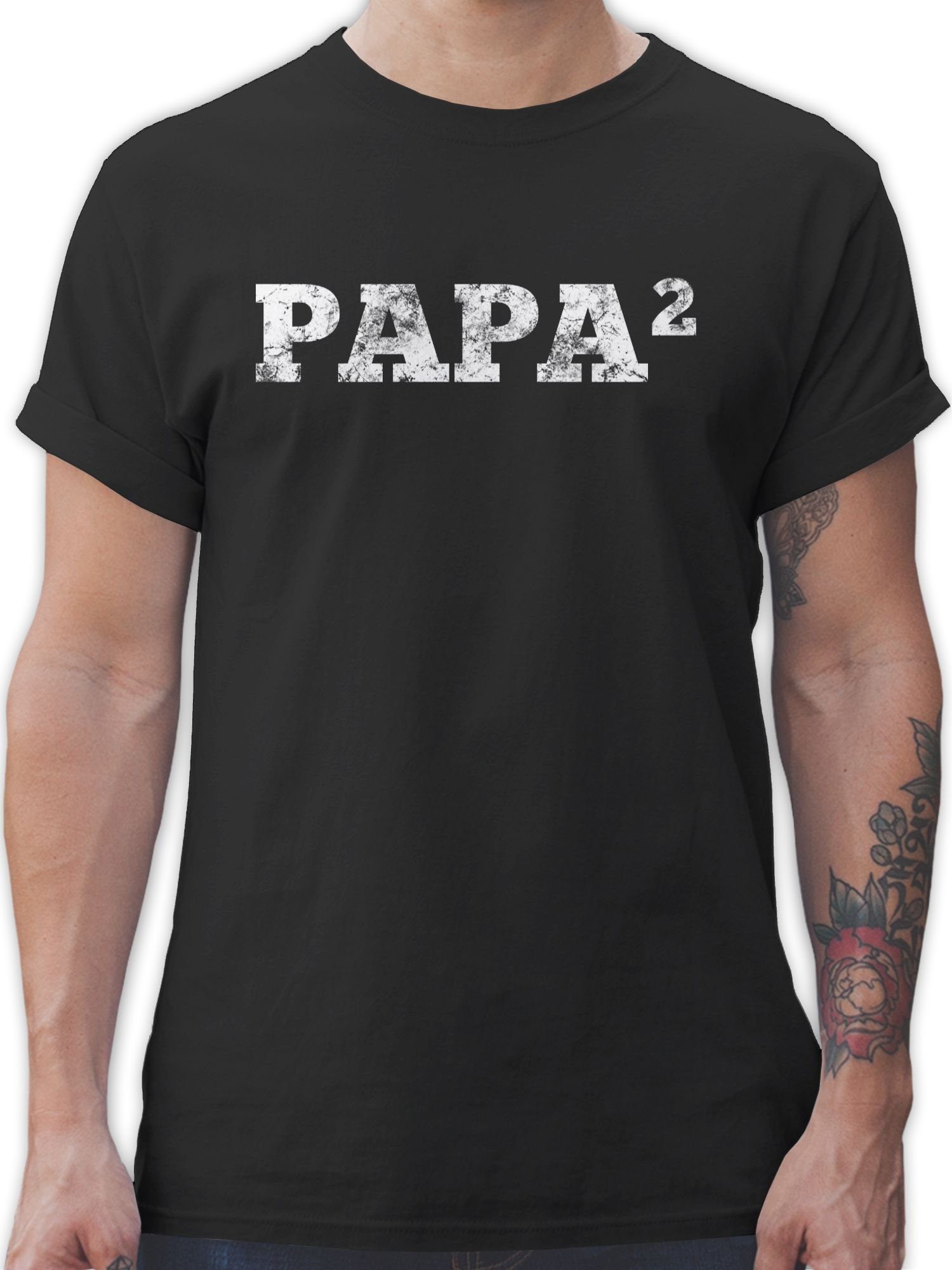 Shirtracer T-Shirt 2-Fach Papa Vatertag Geschenk für Papa 1 Schwarz