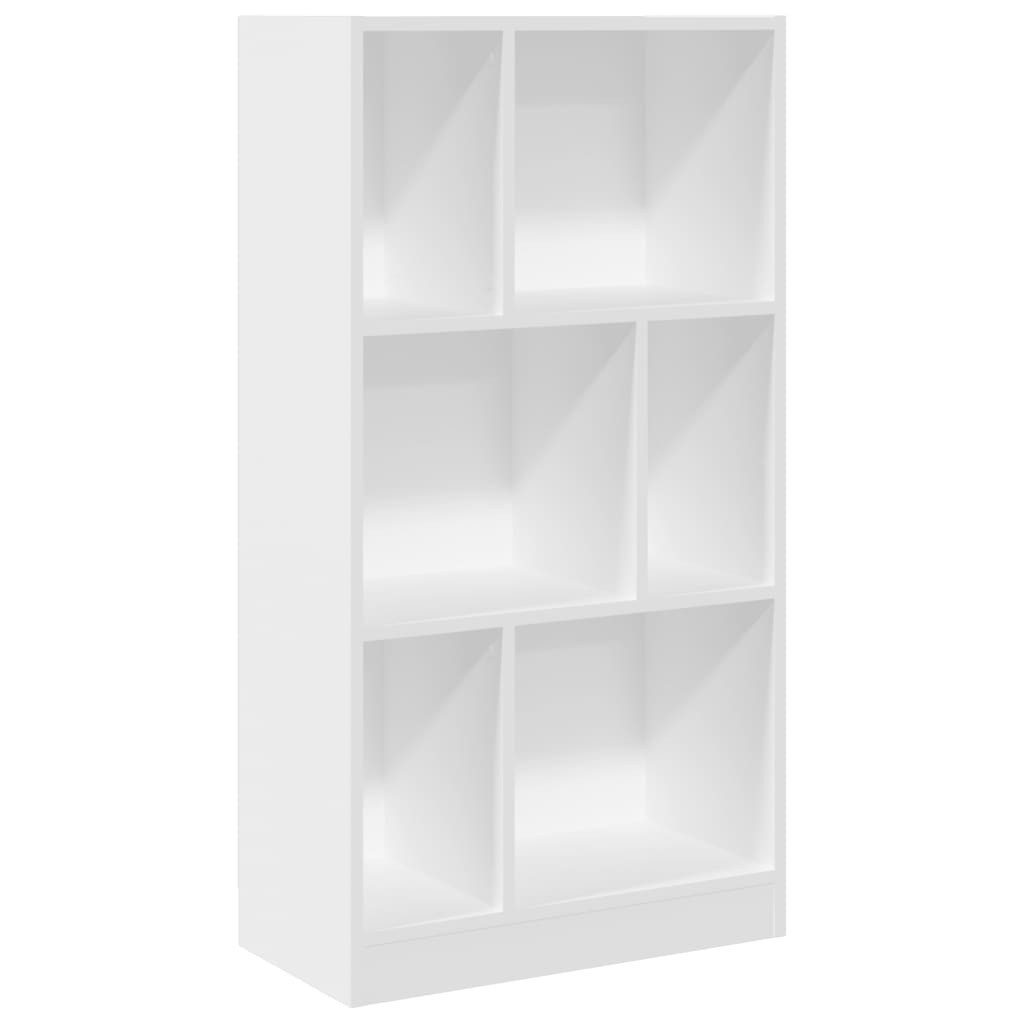 furnicato Bücherregal Weiß 57 x 28,5 x 107,5 cm mit 6 Fächern, 1-tlg., Stabiles Standregal mit Trennwänden für Ordnung im Büro oder Home
