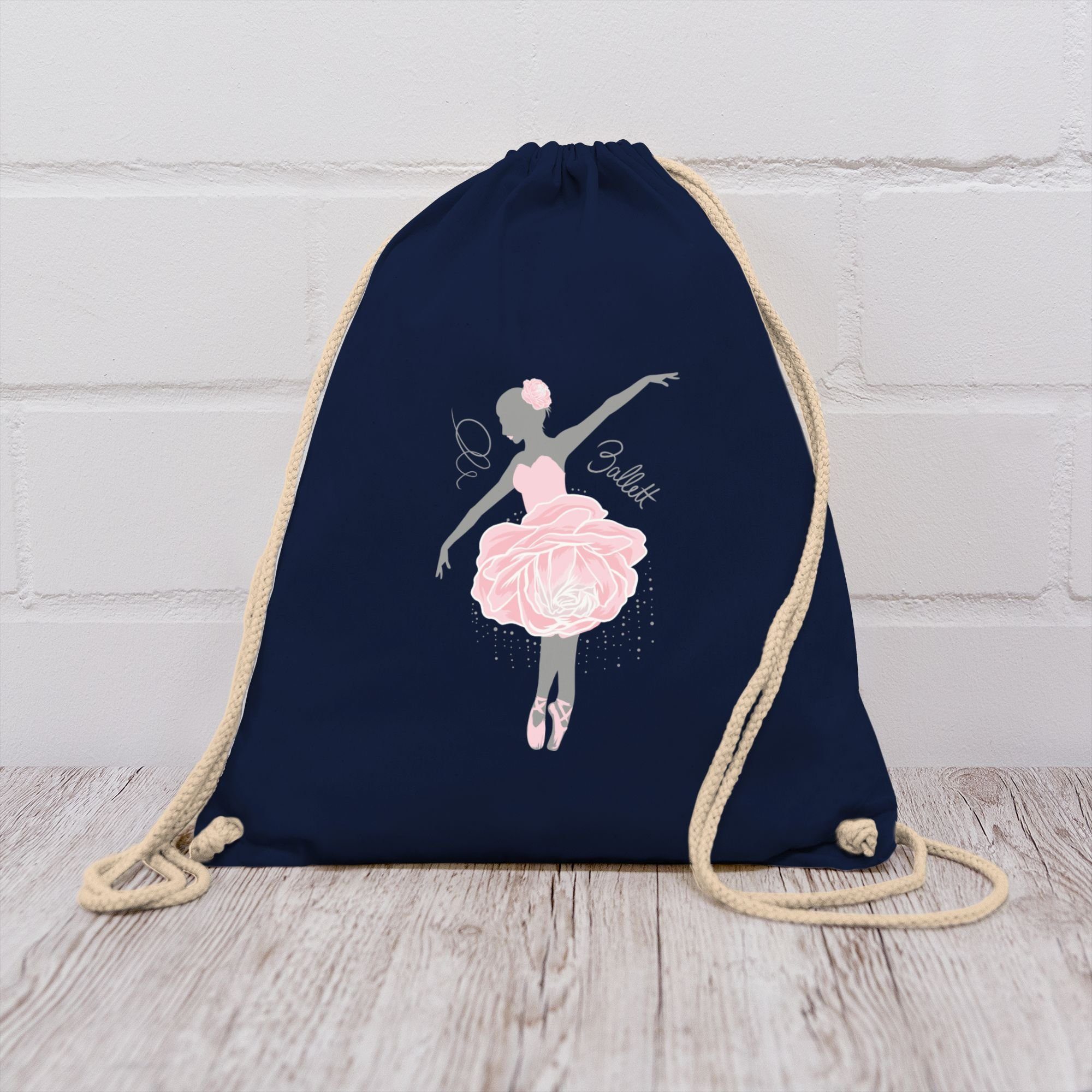 Shirtracer Turnbeutel Ballerina - grau/rosa, Kinder Sport Kleidung