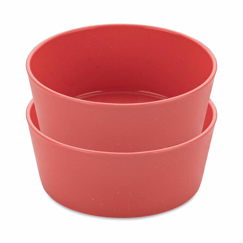 KOZIOL Schale Connect Bowl 2er Set Nature Coral 890 ml, Kunststoff-Holz-Mix, stapelbar