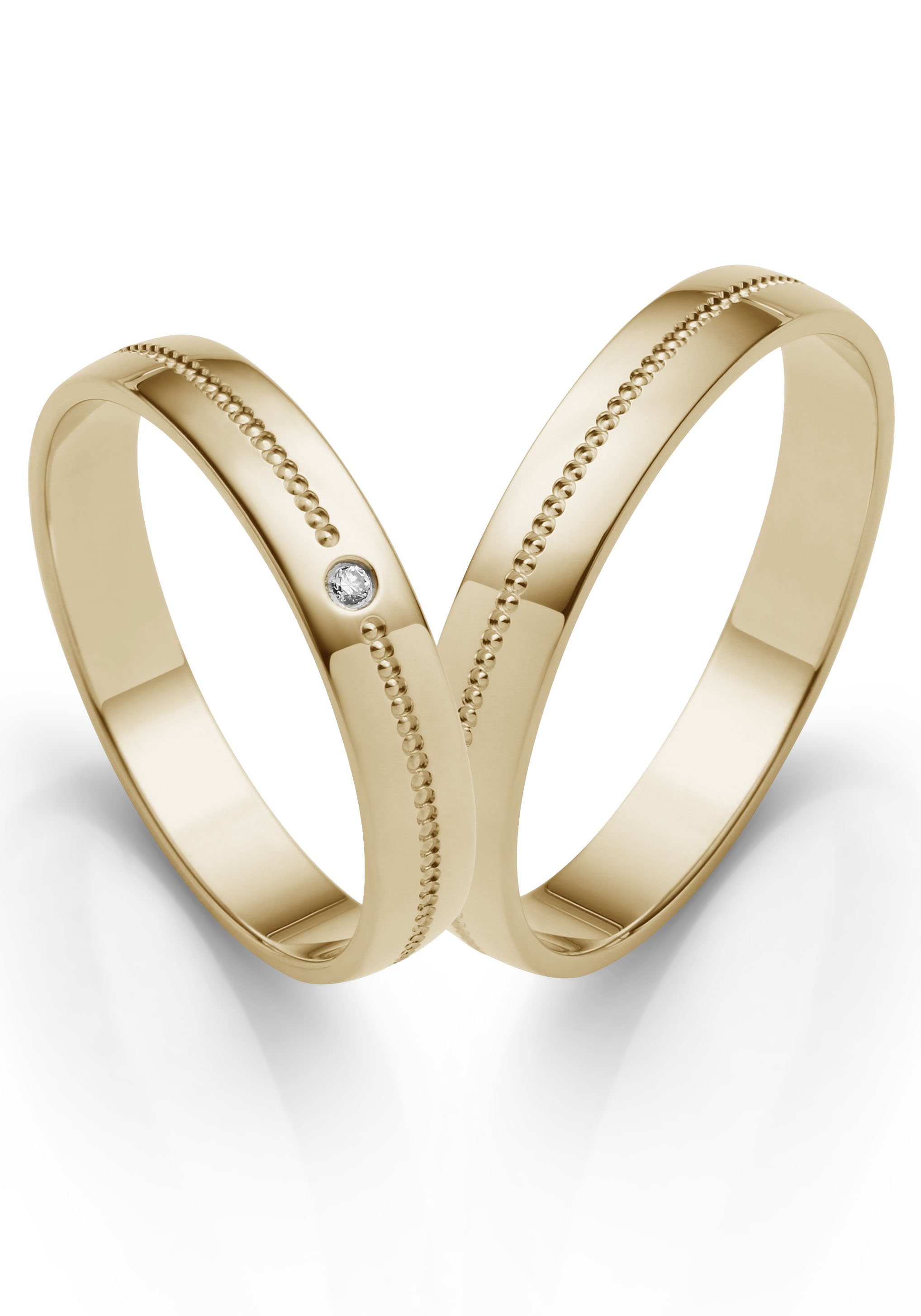 Firetti Trauring Schmuck Geschenk Gold 375 Hochzeit Ehering "LIEBE", Made in Germany, wahlweise mit oder ohne Brillant