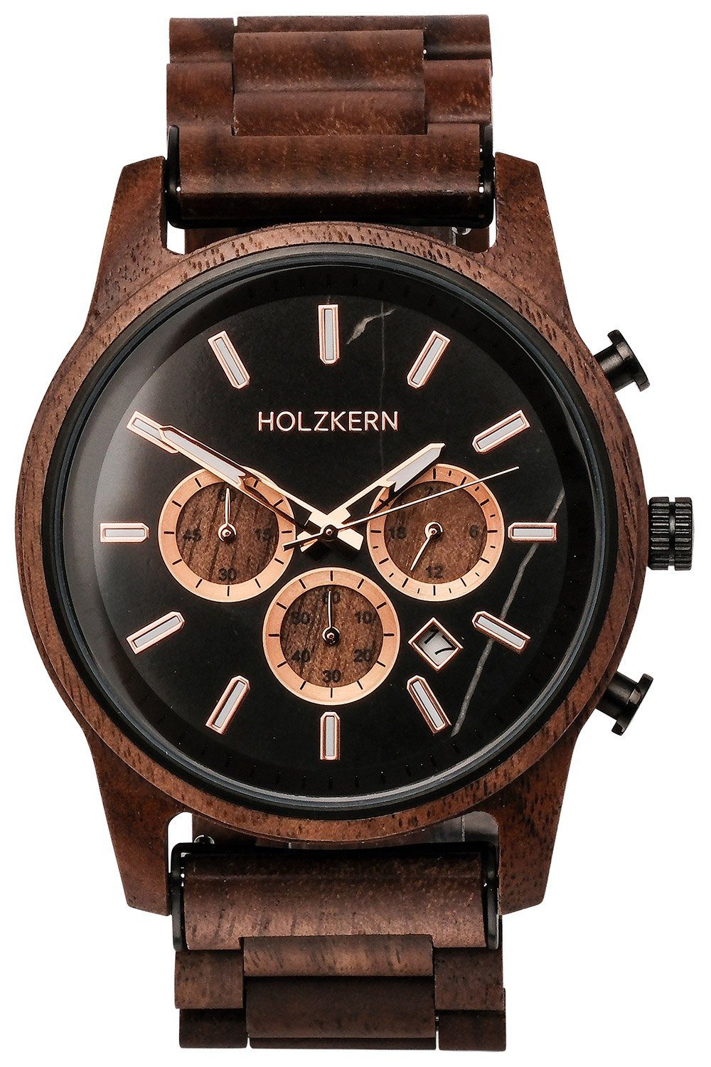 Holzkern Quarzuhr Quarz Chronograph Buschwerk Walnuss/Marmor günstig online kaufen