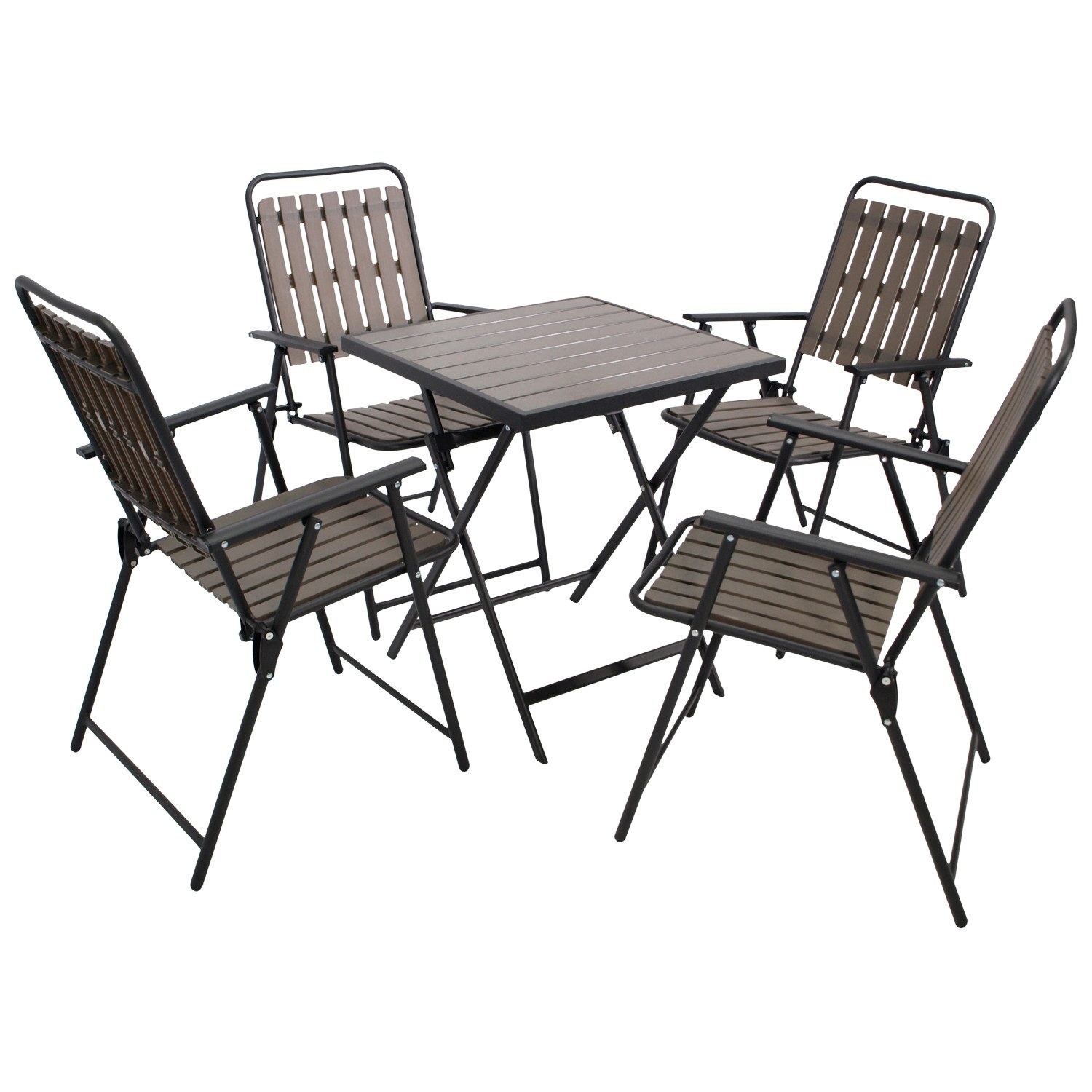 DEGAMO Garten-Essgruppe ASCIANO, (Set, 4-teilig), Metall anthrazit, Kunstholzoptik grau, klappbar