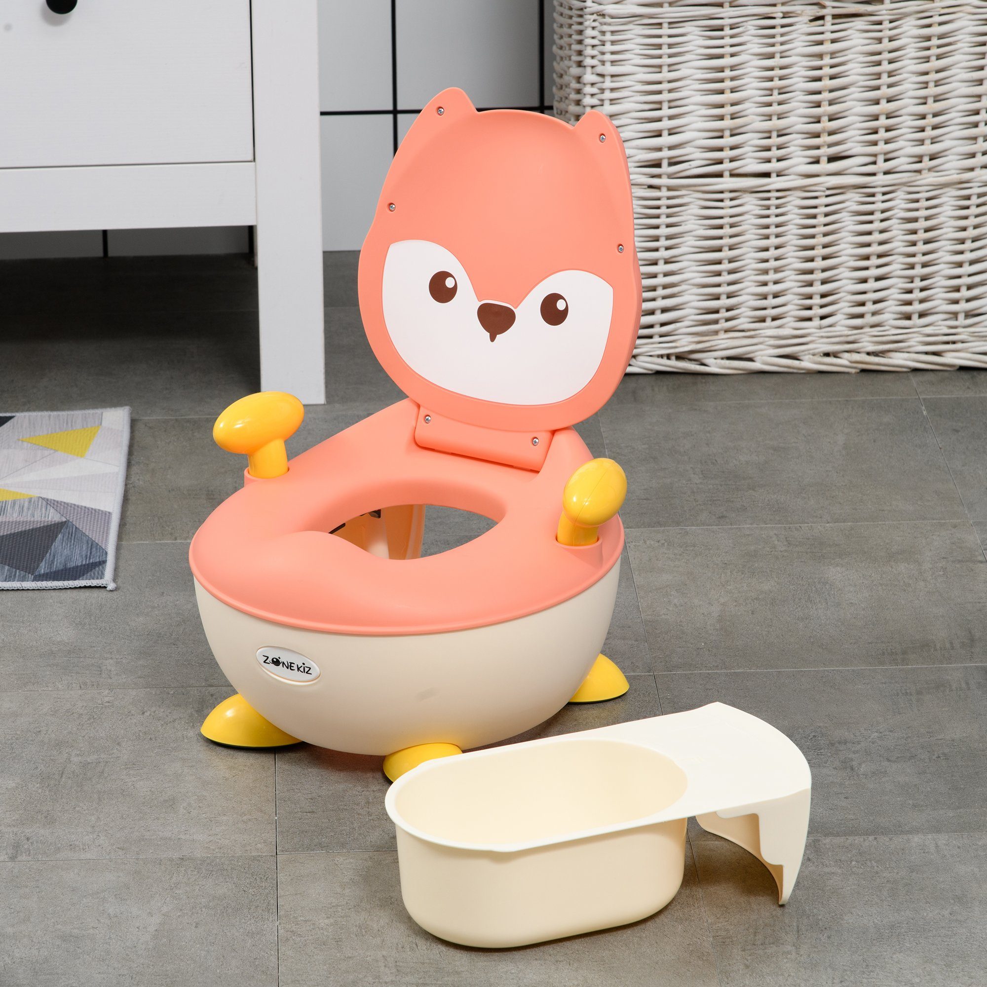 ZONEKIZ Toilet Trainer, Children's Toilet, Baby Potty in Fox Design, Side Handles, (Children's Toilet, 1-piece), for toddlers from 6 months to 3 years