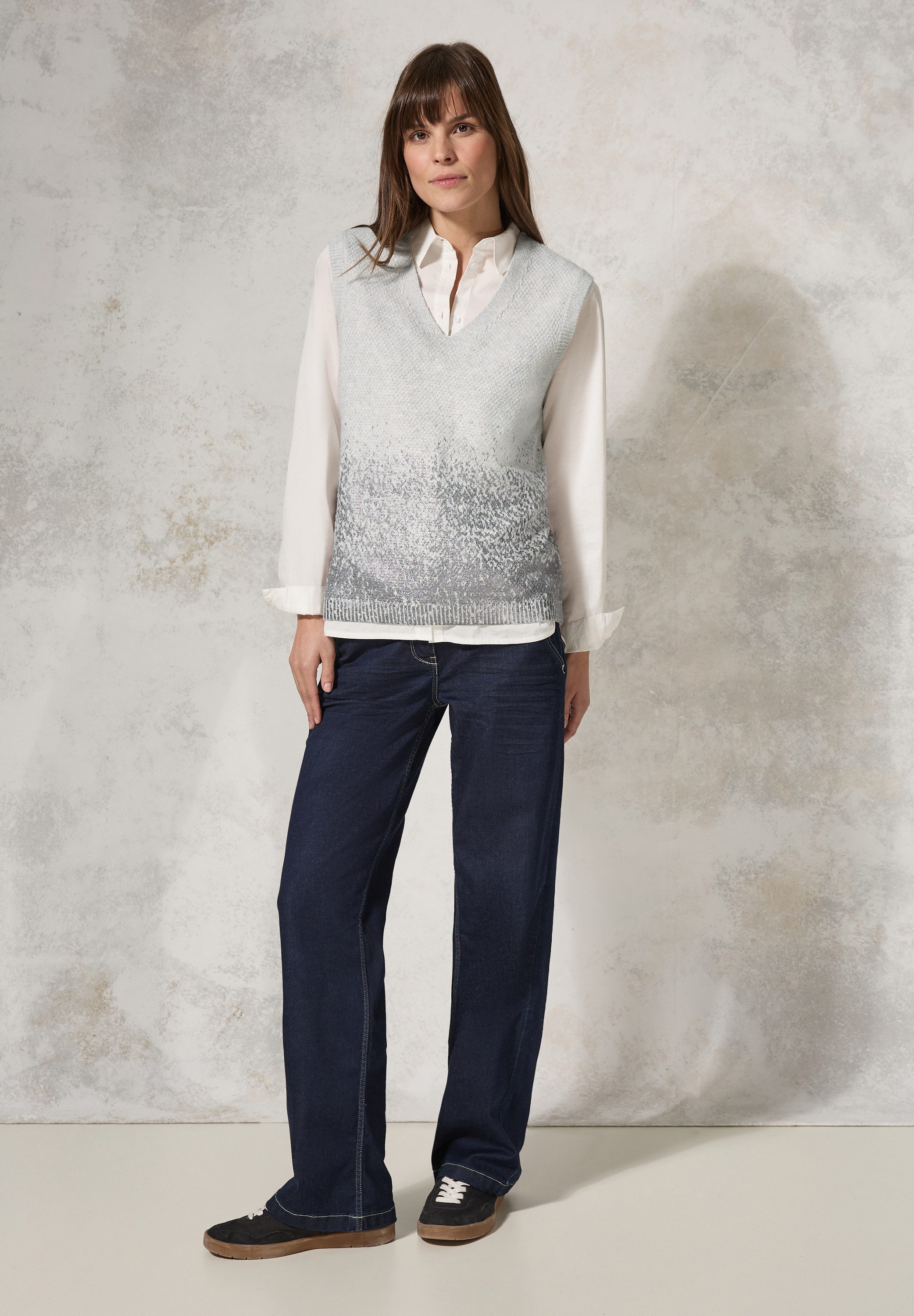 CECIL Kurzarmpullover mit V-Ausschnitt