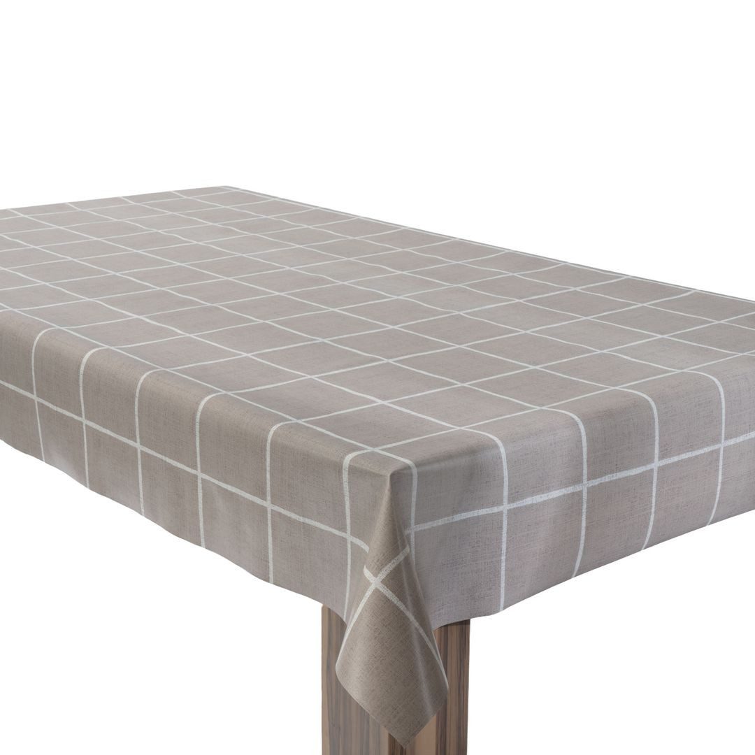 laro Tischdecke Wachstuchtischdecke Urban Grid Beige PVC Eckig