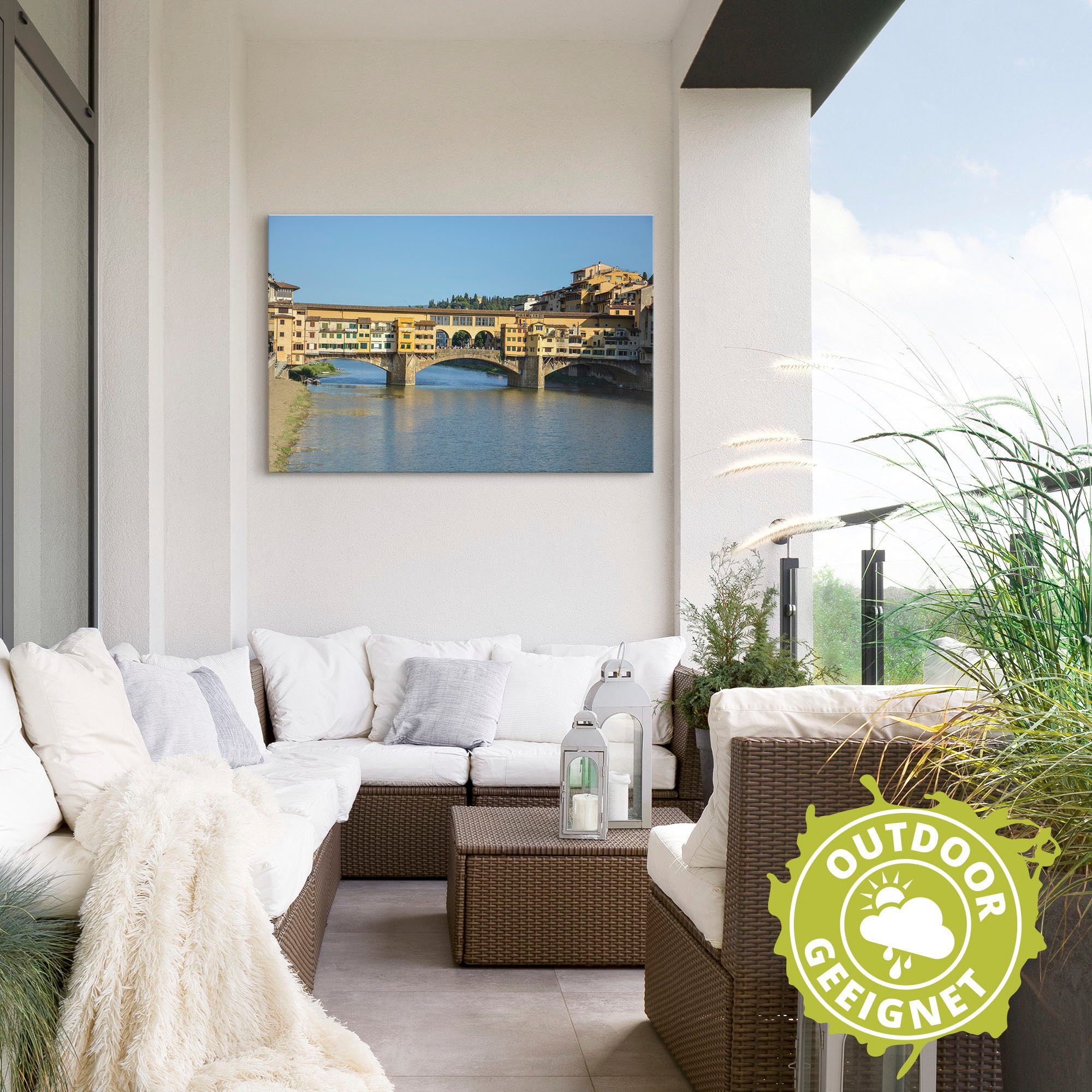 Artland Wandbild »Brücke Ponte Vecchio in Florenz«, Florenz (1 Stück), in vielen Größen & Produktarten - Alubild / Outdoorbild für den Außenbereich, Leinwandbild, Poster, Wandaufkleber / Wandtattoo auch für Badezimmer geeignet-HomeTrends
