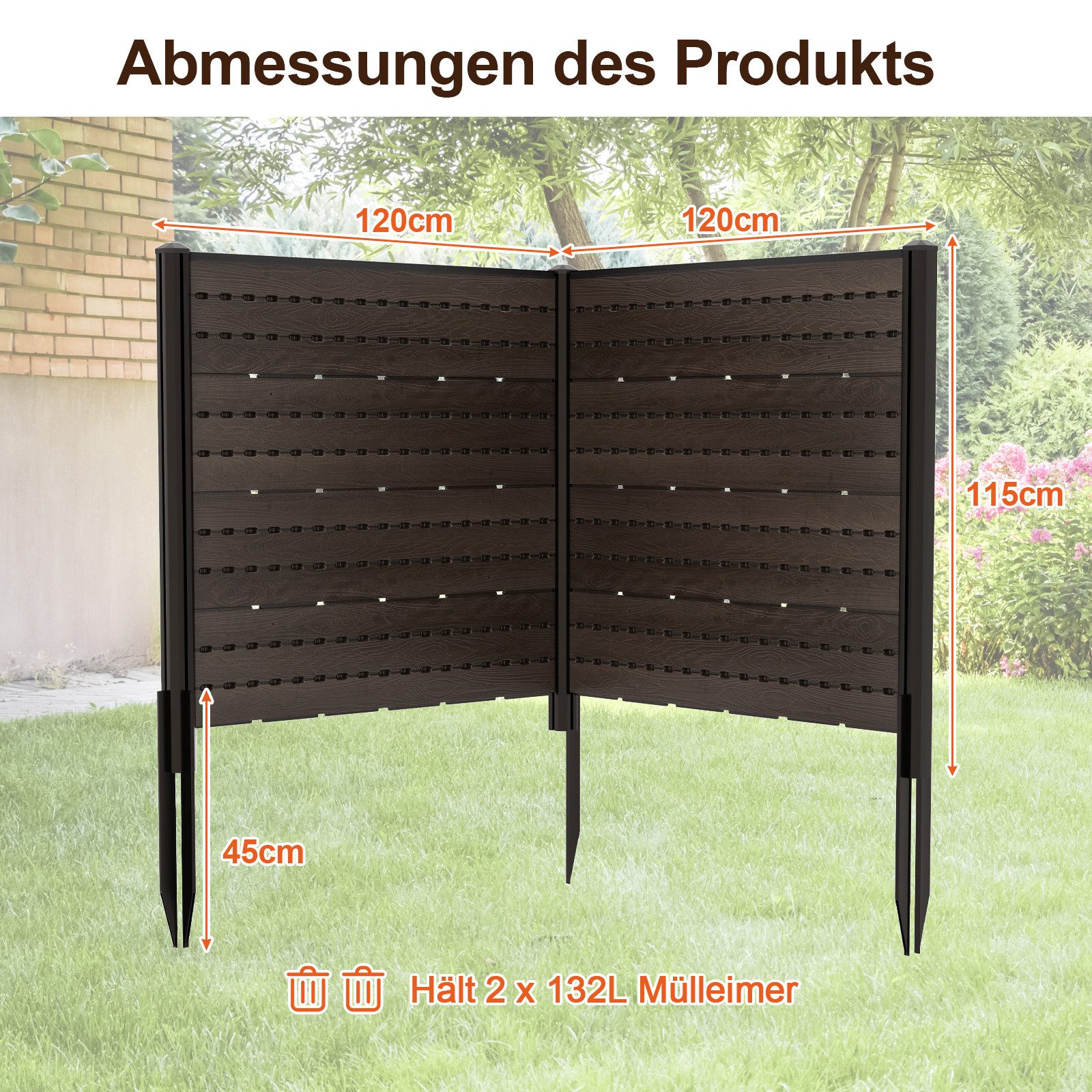 COSTWAY Gartenzaun, Sichtschutzzaun, Klimaanlagenzaun, 120 x 115 cm, für Ga günstig online kaufen
