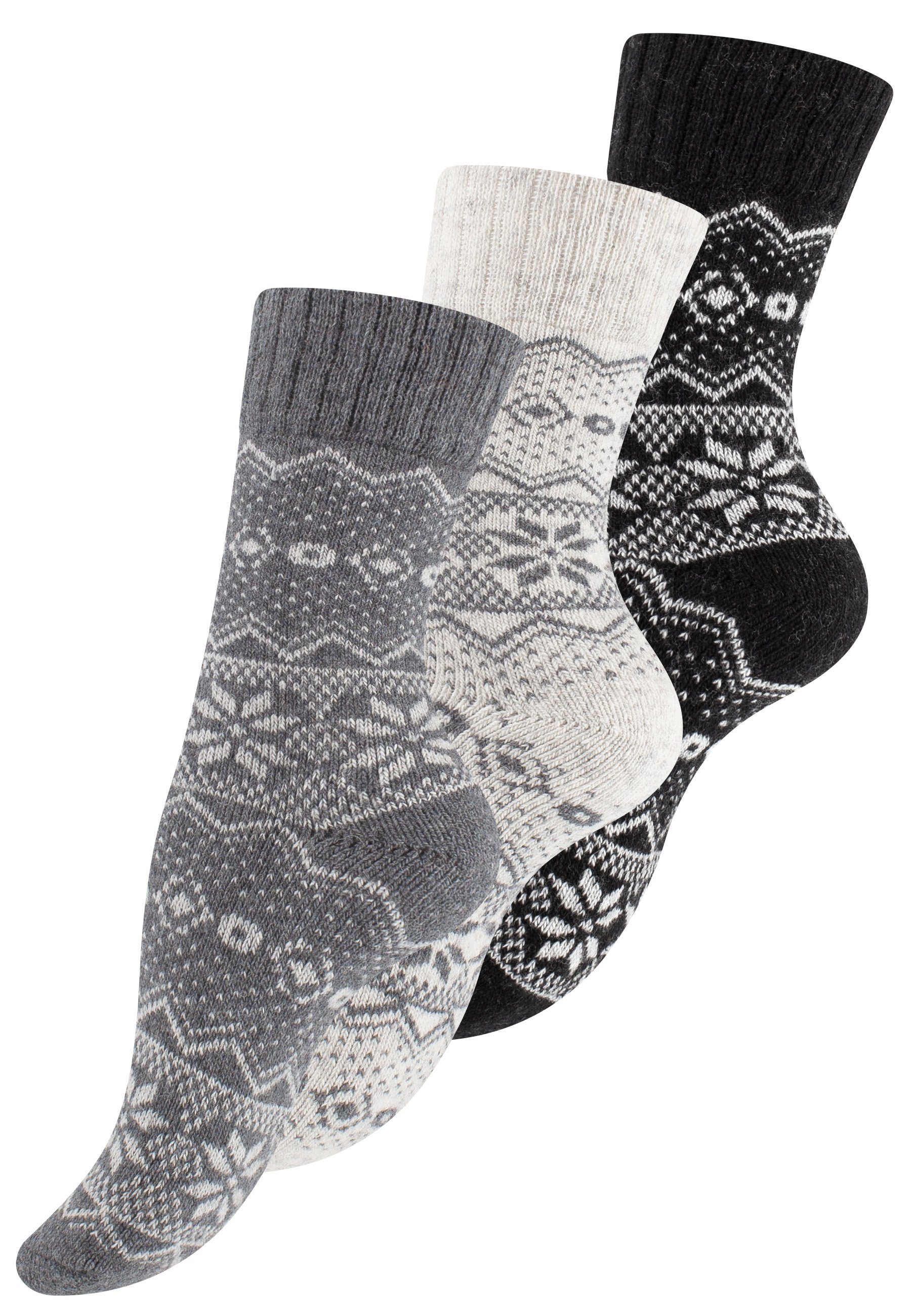 Vincent Creation® Norwegersocken (3-Paar) Hygge Socken mit Wolle